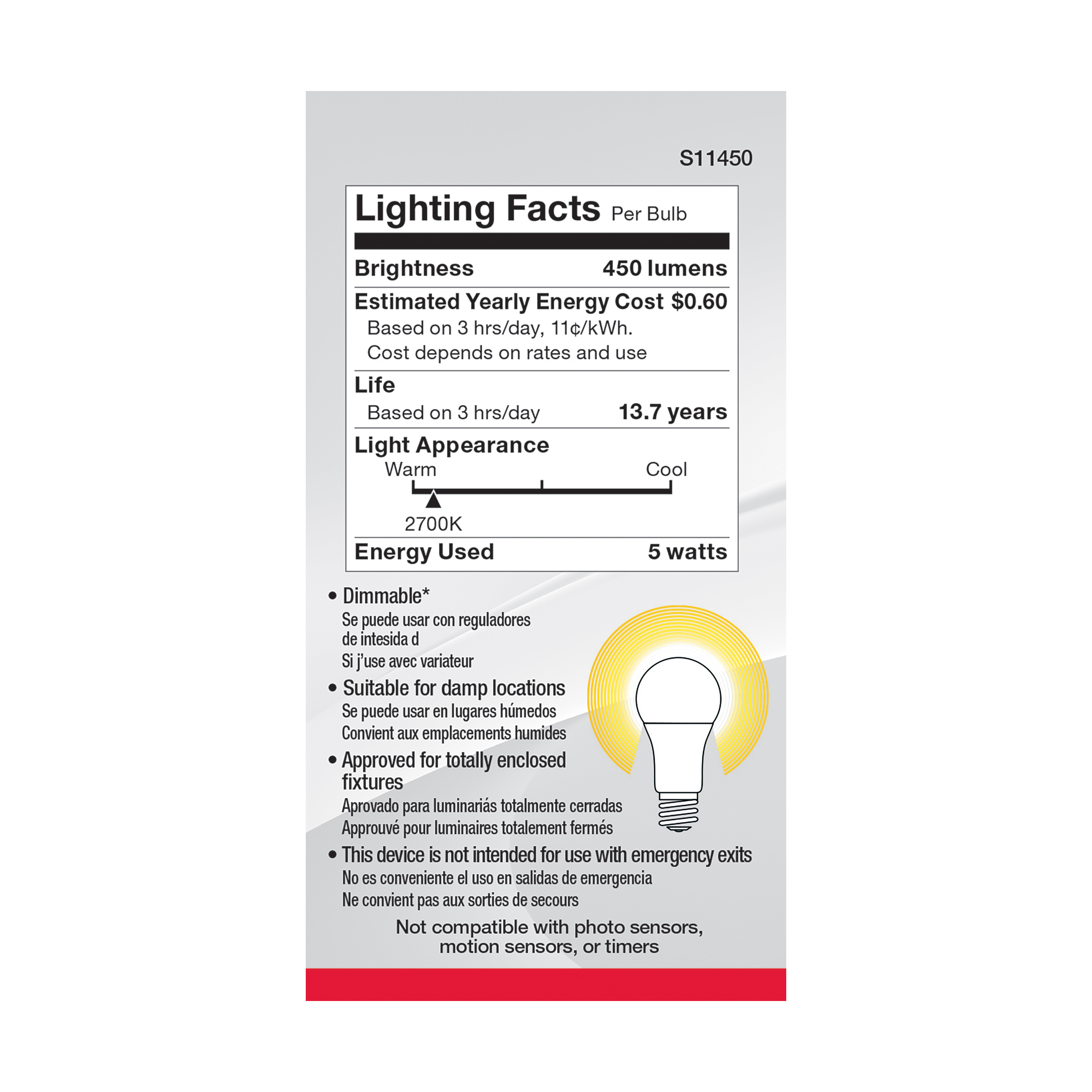 5A19/LED/827/120V/D/4PK - S11450