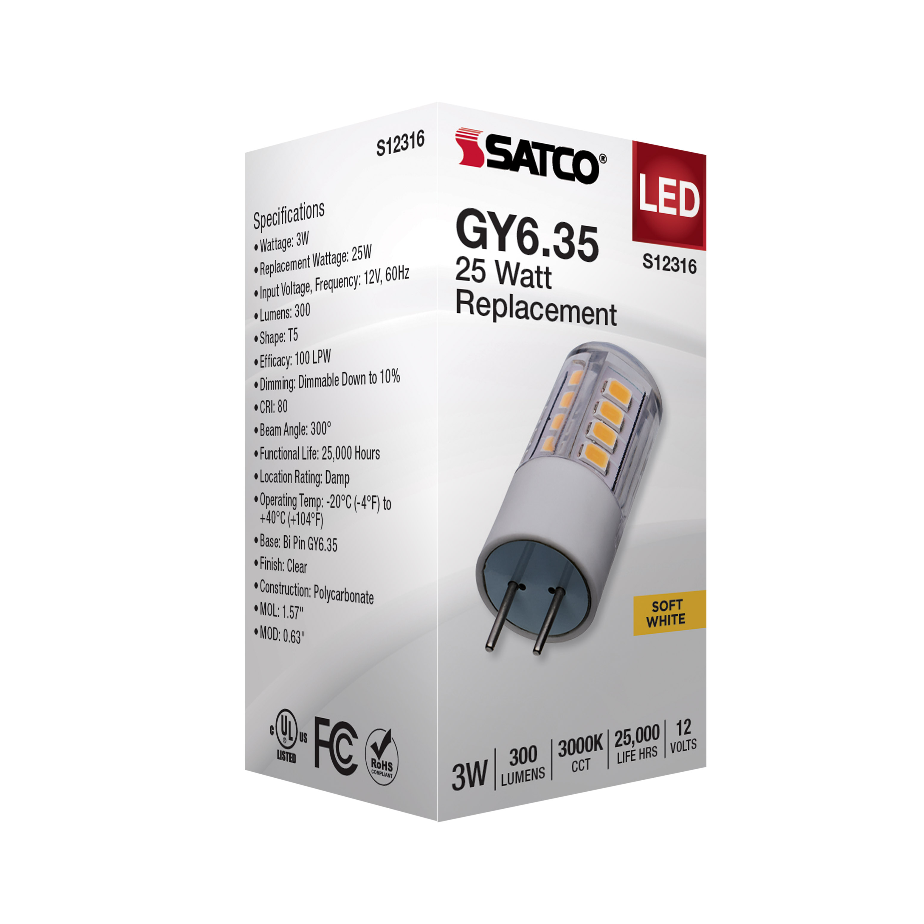 3W/LED/GY6.35/CL/830/12V - S12316