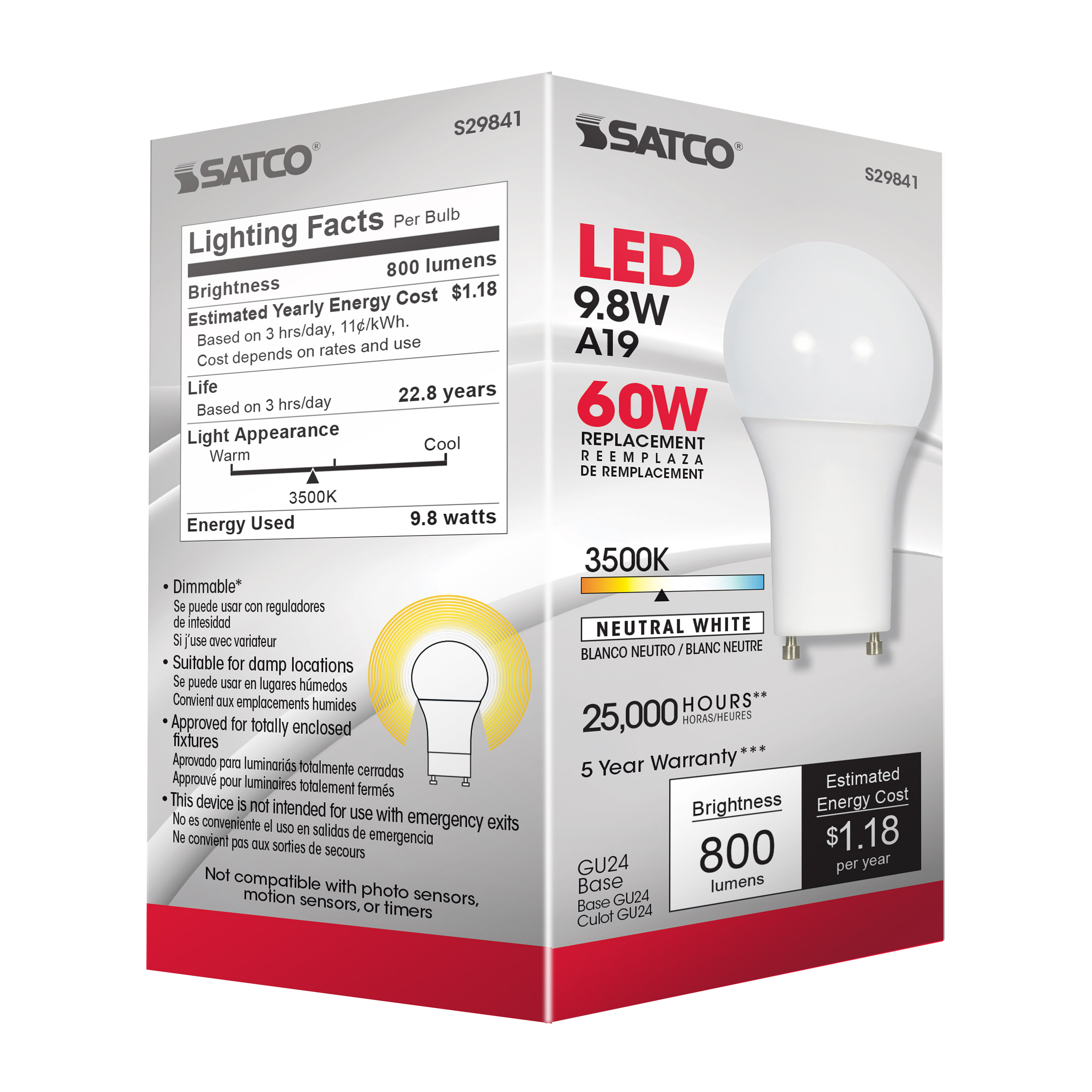9.8A19/OMNI/220/LED/35K/GU24 - S29841