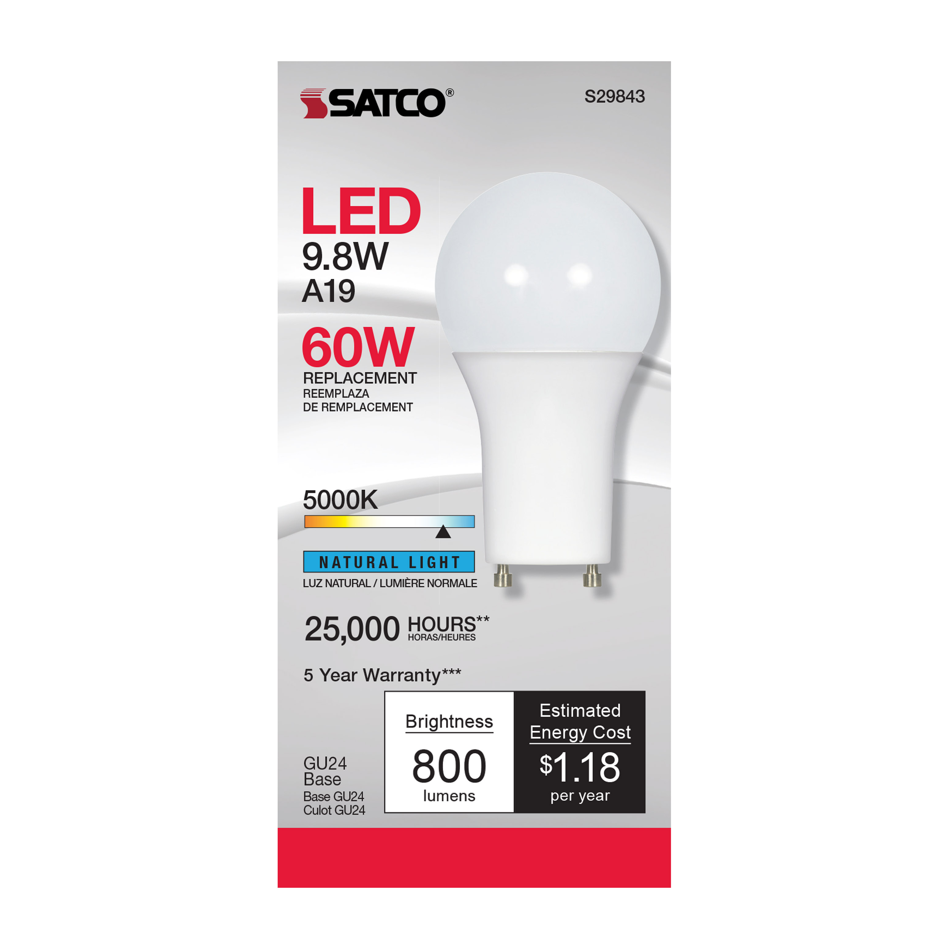 9.8A19/OMNI/220/LED/50K/GU24 - S29843