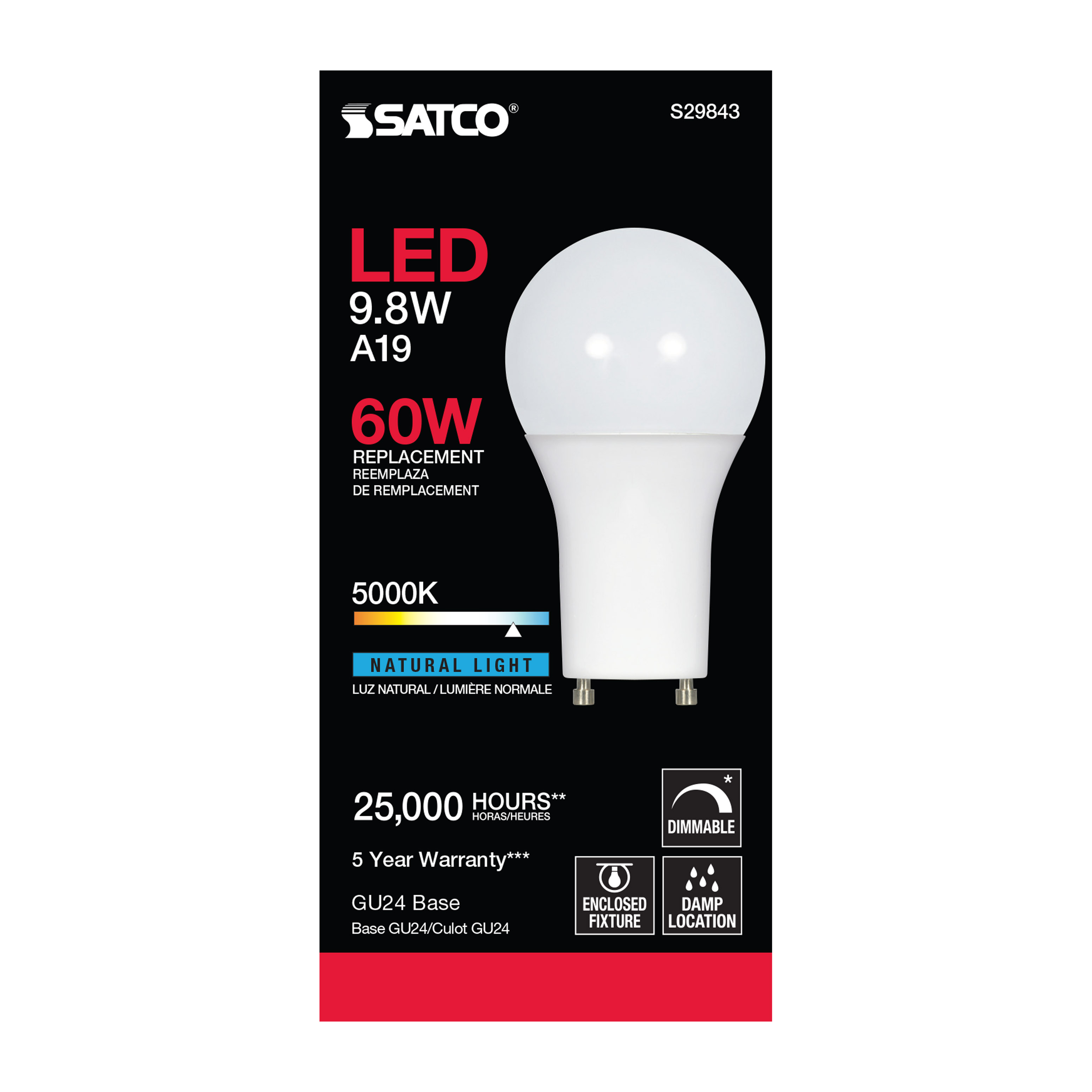 9.8A19/OMNI/220/LED/50K/GU24 - S29843