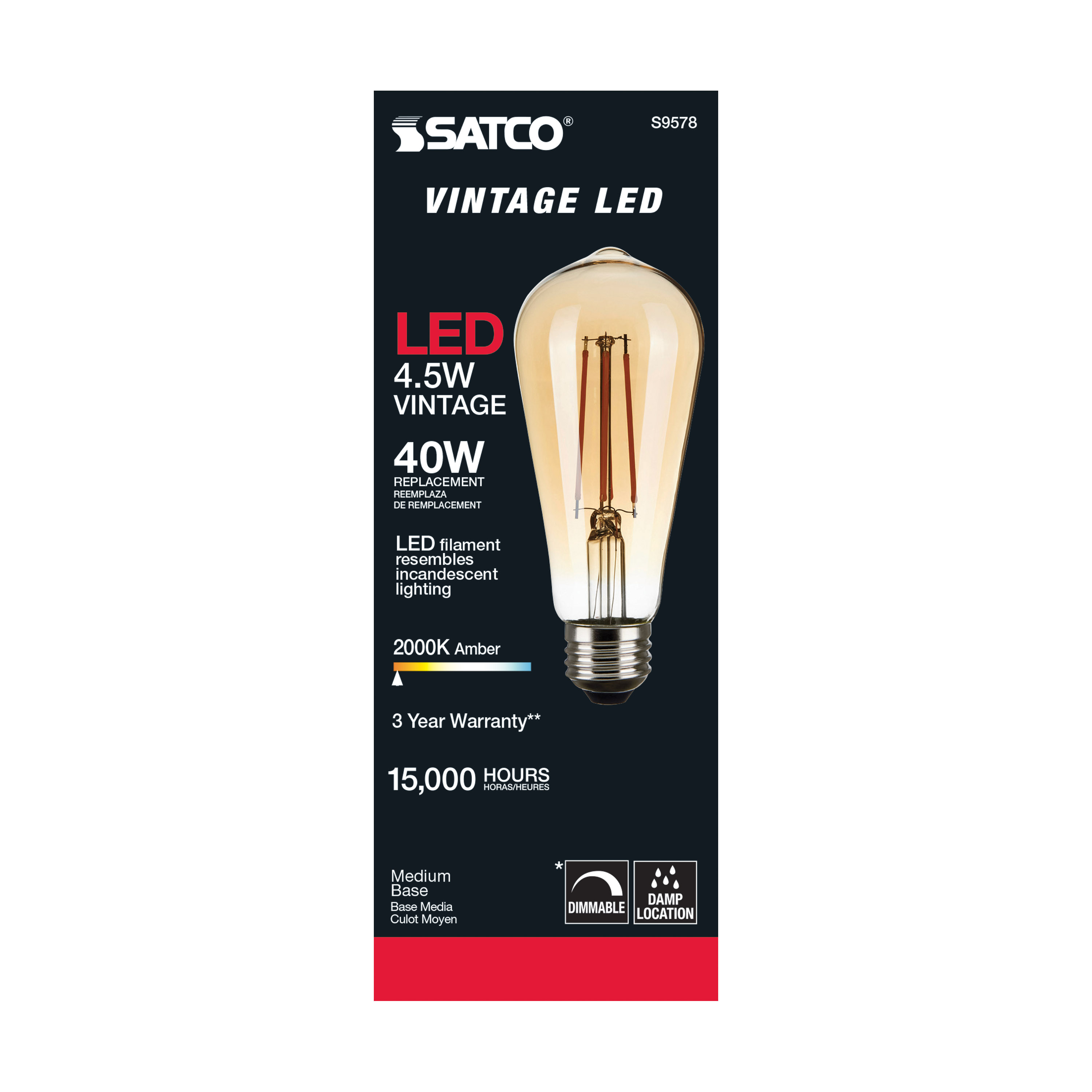 4.5ST19/AMB/LED/E26/20K/120V - S9578