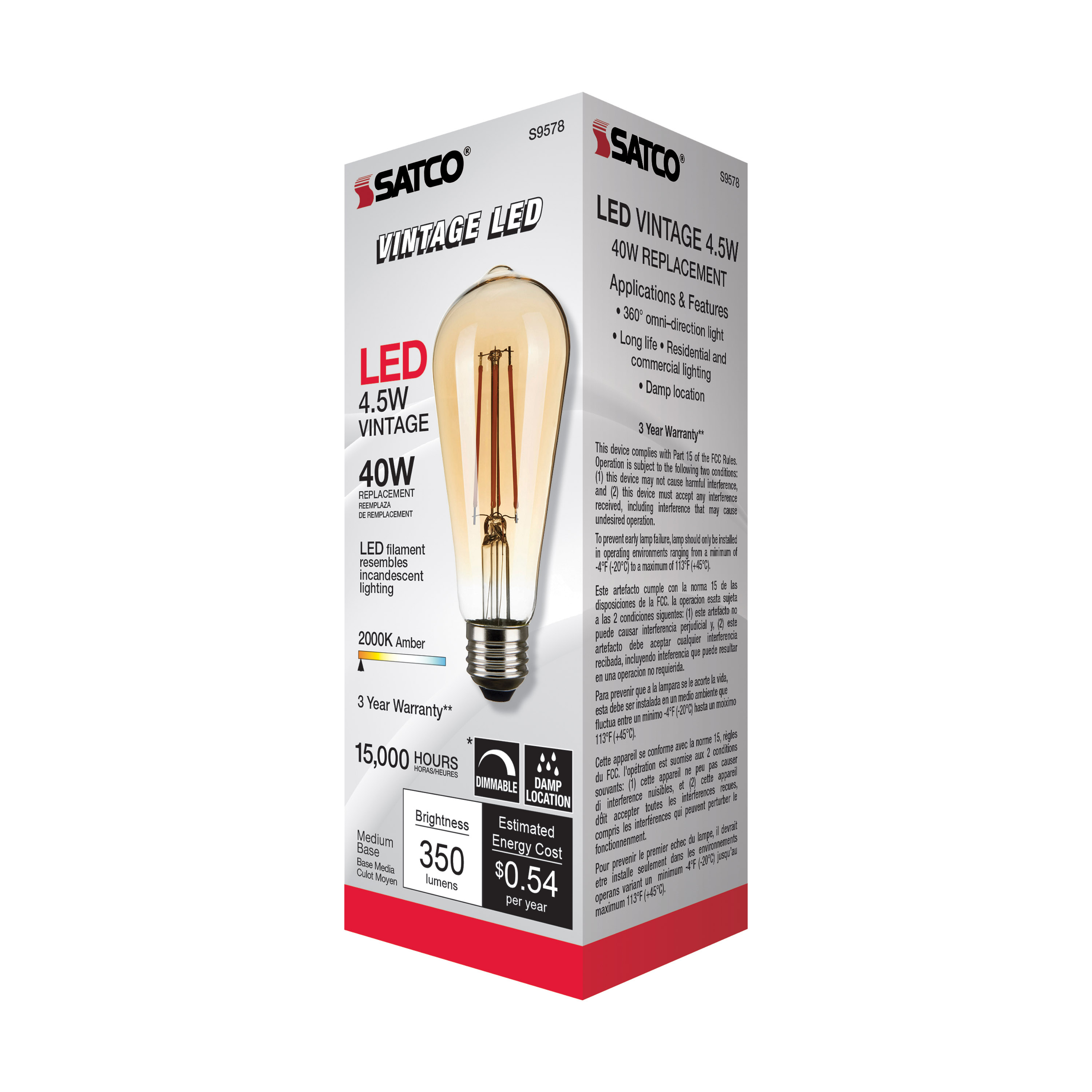 4.5ST19/AMB/LED/E26/20K/120V - S9578
