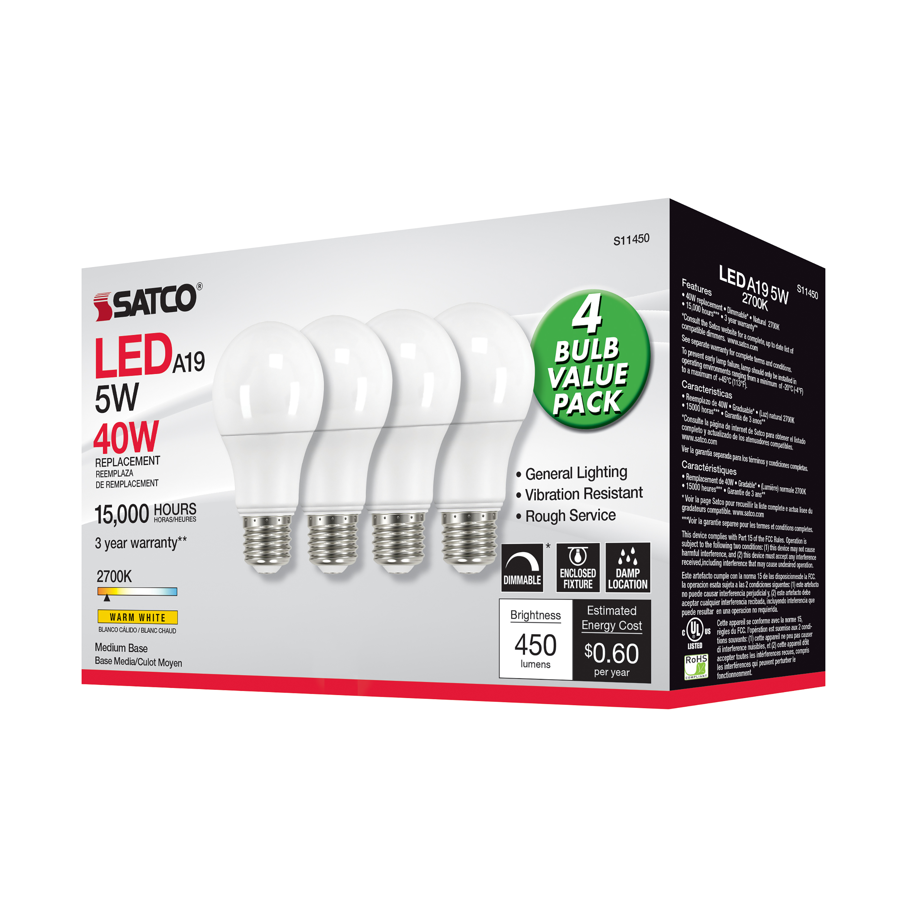 5A19/LED/827/120V/D/4PK - S11450