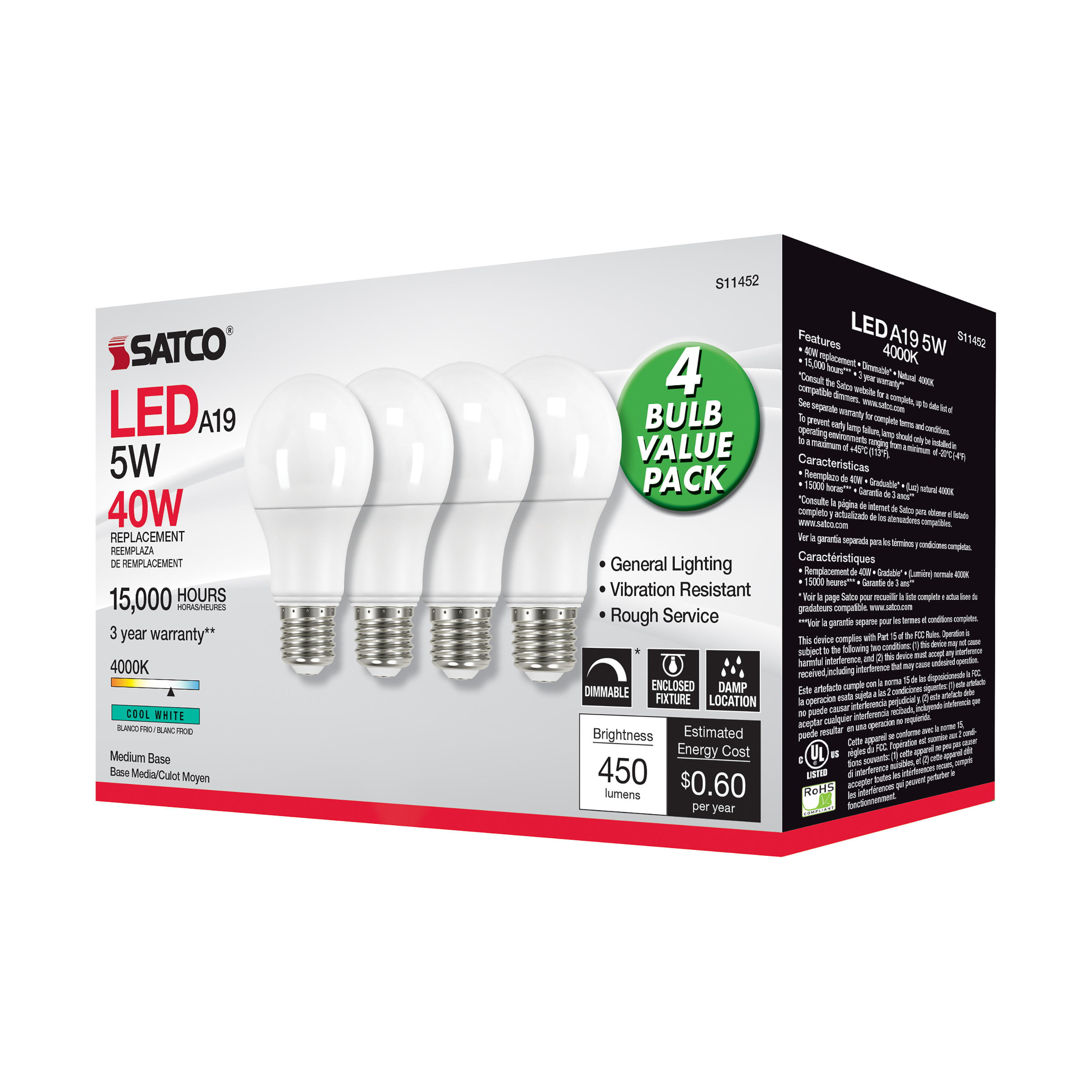 5A19/LED/840/120V/D/4PK - S11452