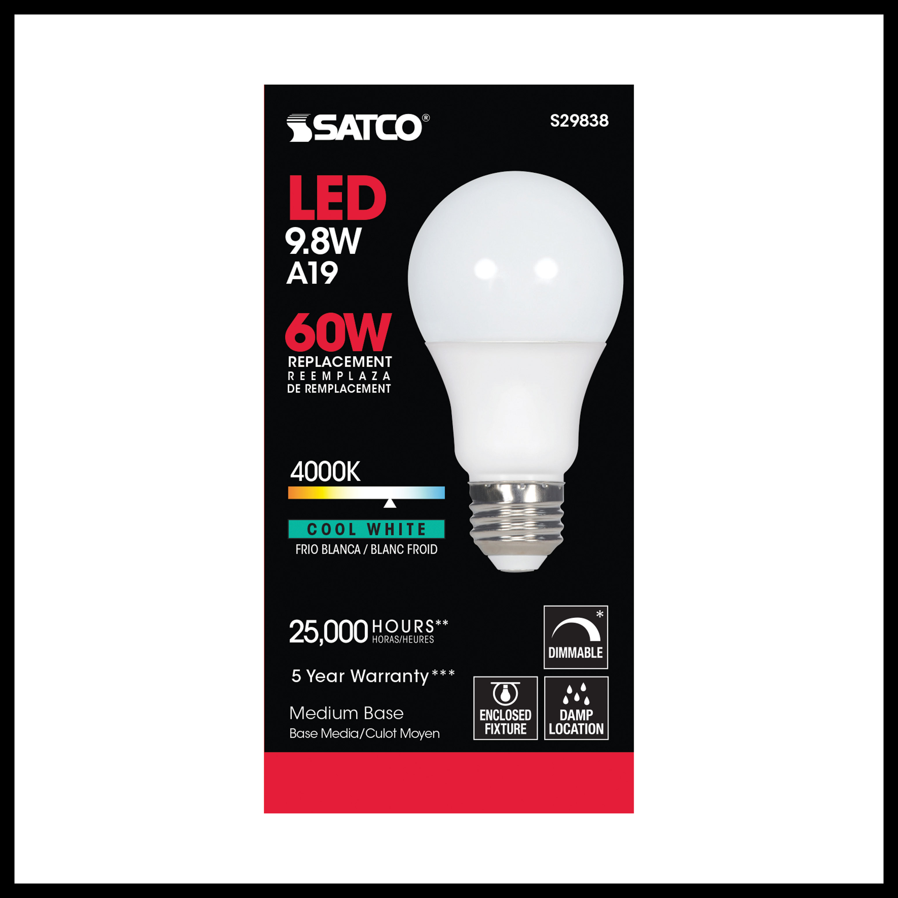 9.8A19/OMNI/220/LED/40K - S29838