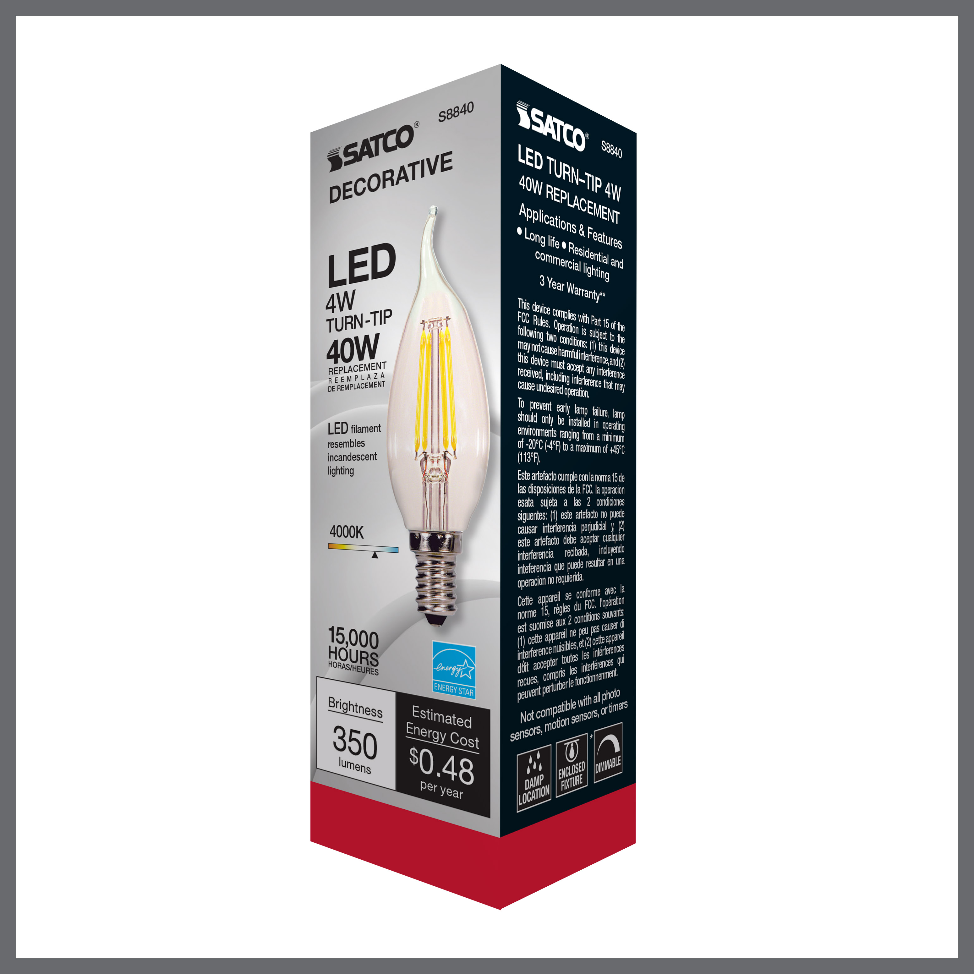 4W CFC/LED/40K/CL/120V - S8840