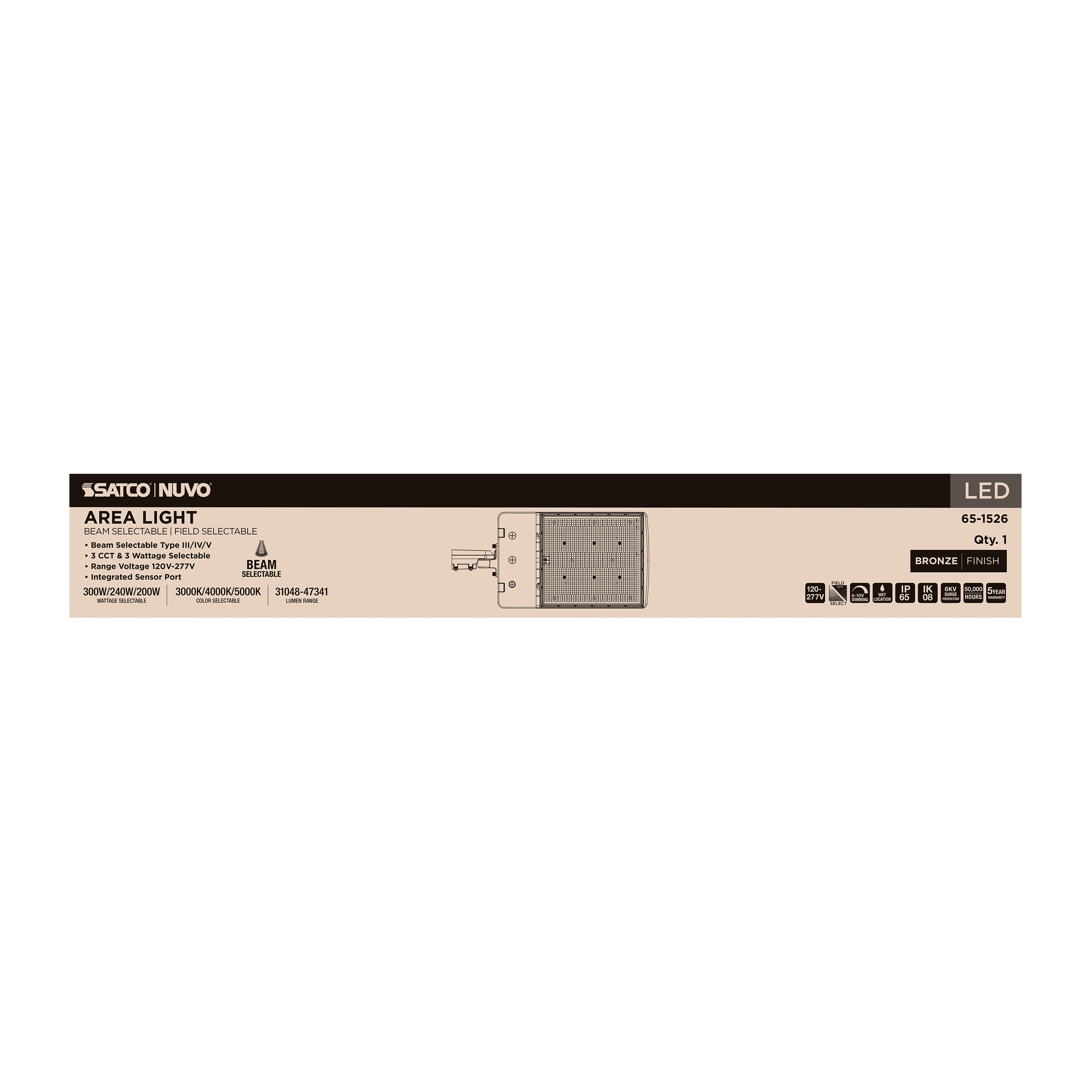 LED AREA LIGHT BRONZE 120-277V - 65-1526