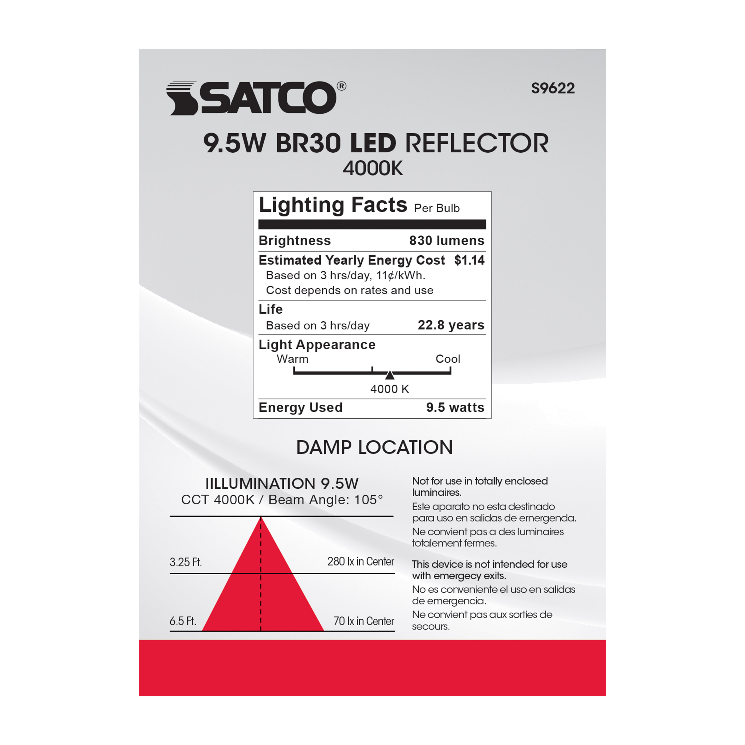9.5BR30/LED/4000K/750L/120V/D - S9622