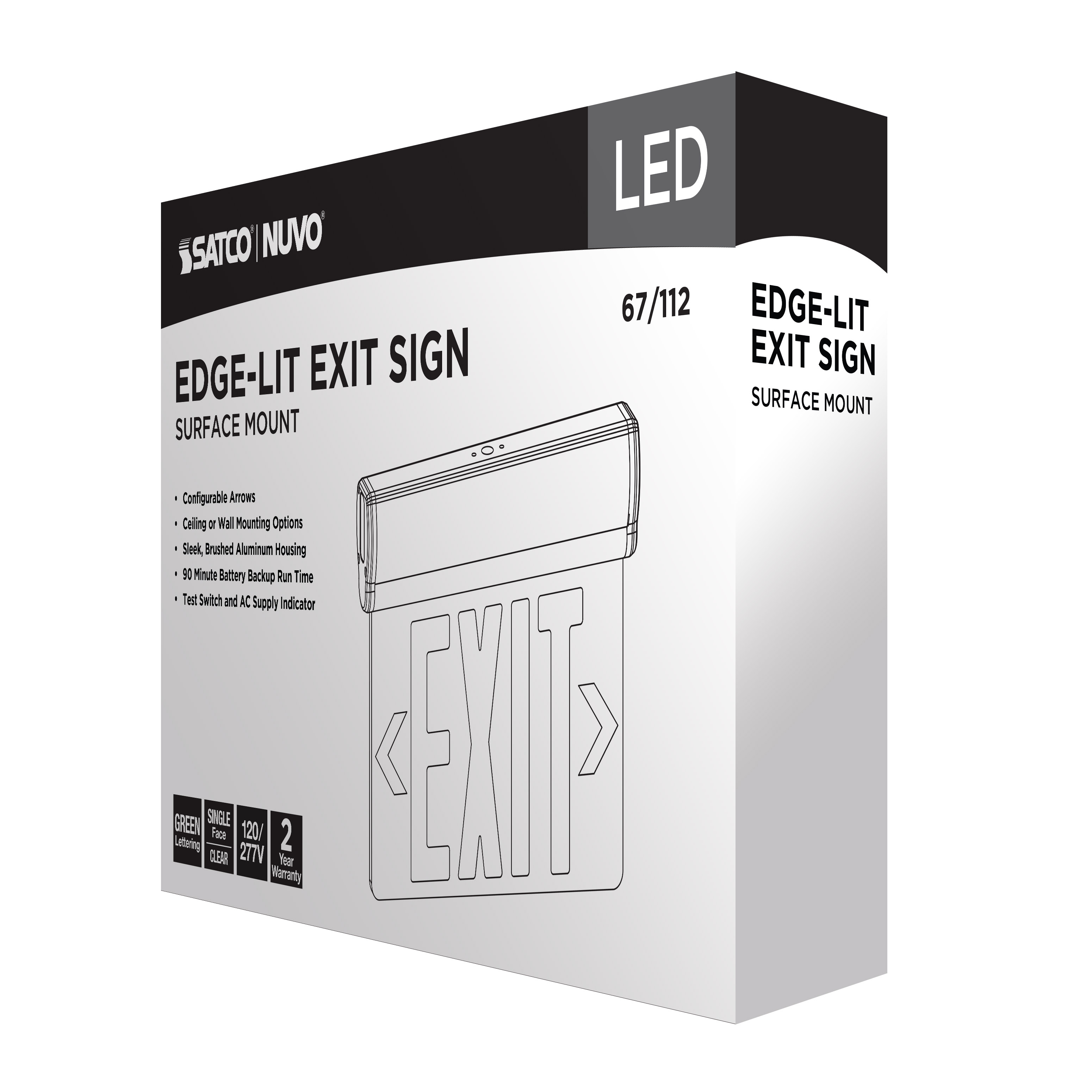 EL EXIT SIGN - SF GR CLR - 67-112
