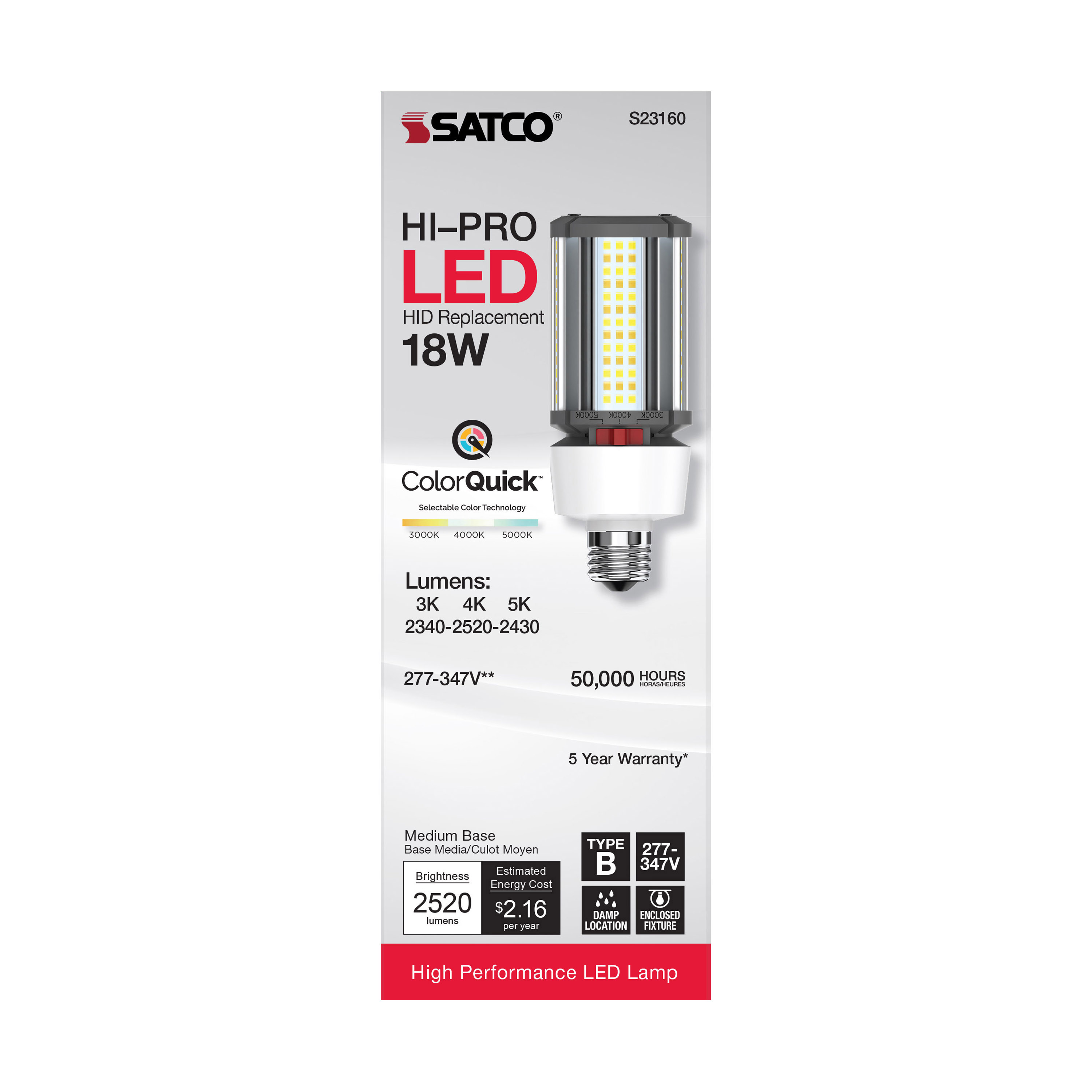 18W/LED/CCT/277-347V/E26 - S23160