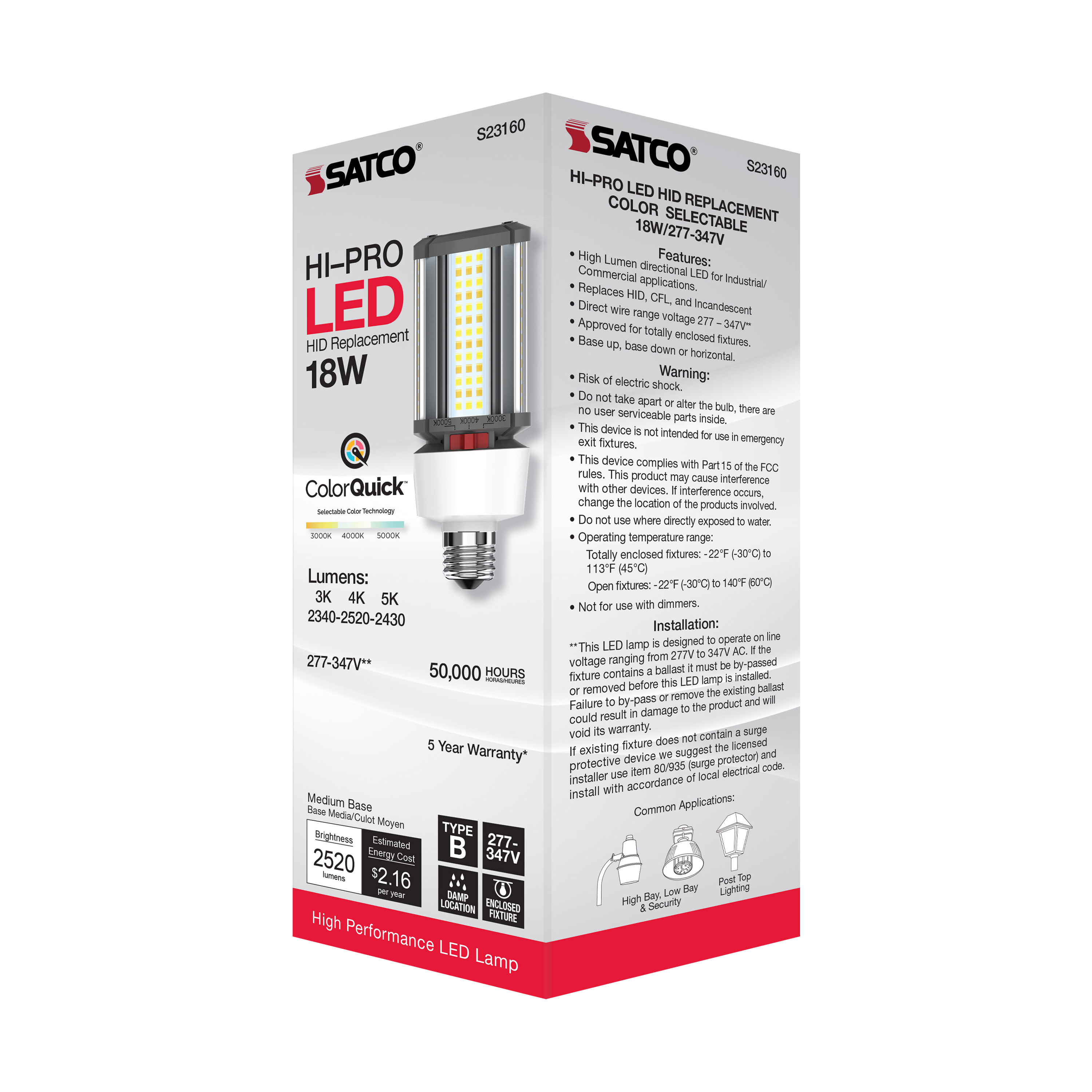 18W/LED/CCT/277-347V/E26 - S23160