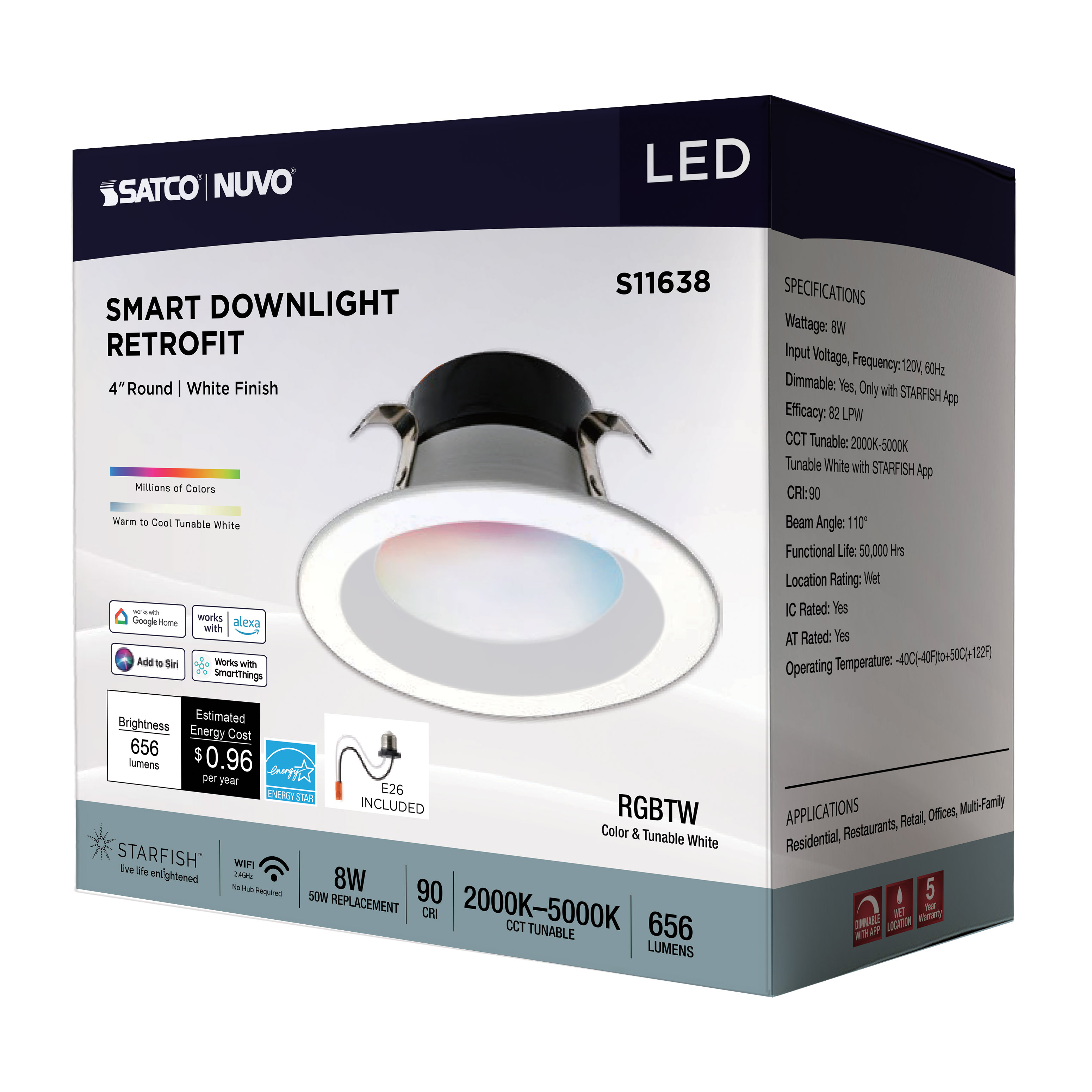 S11638 8WLED/RDL/4/RGBTW/RND/WH