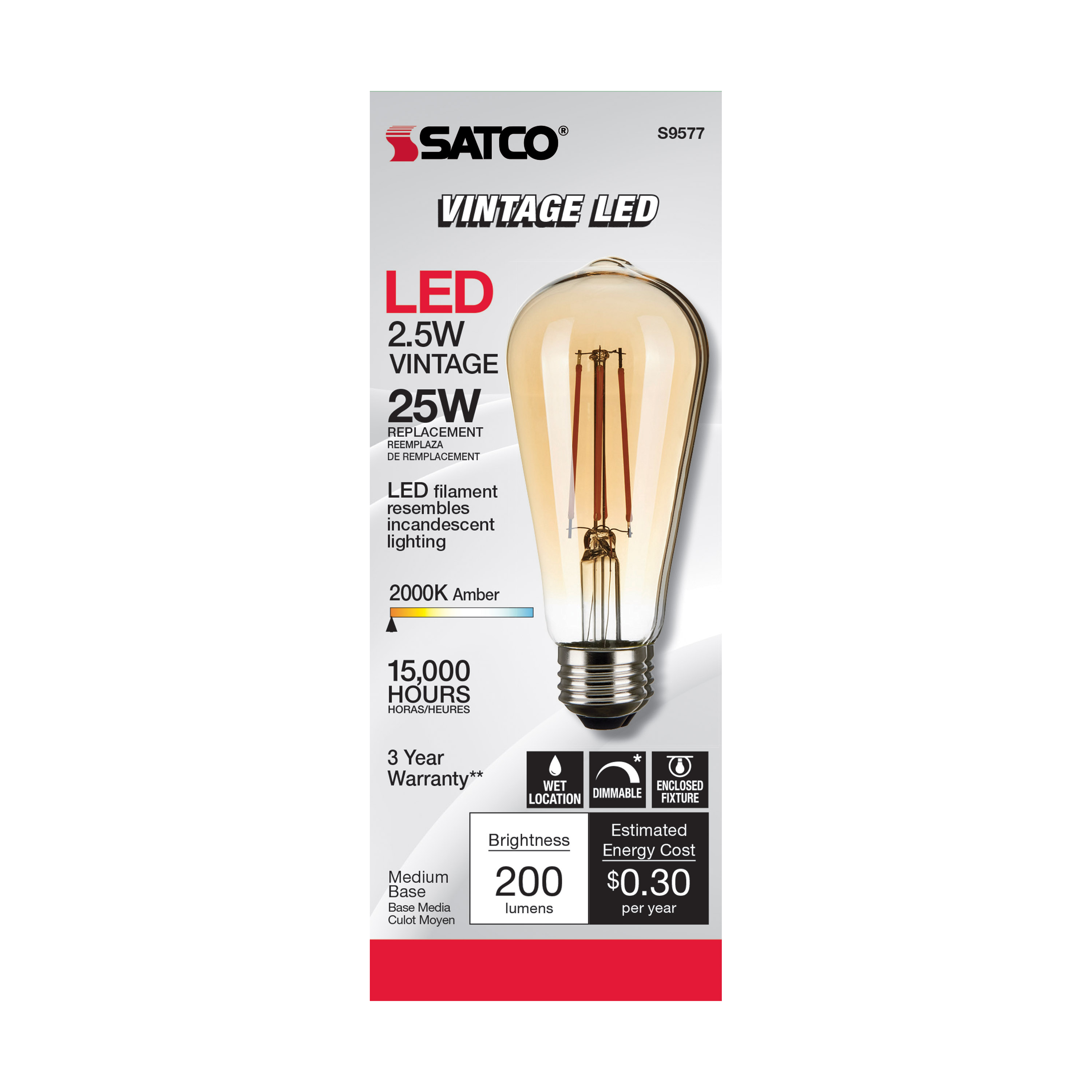 2.5ST19/AMB/LED/E26/20K/120V - S9577