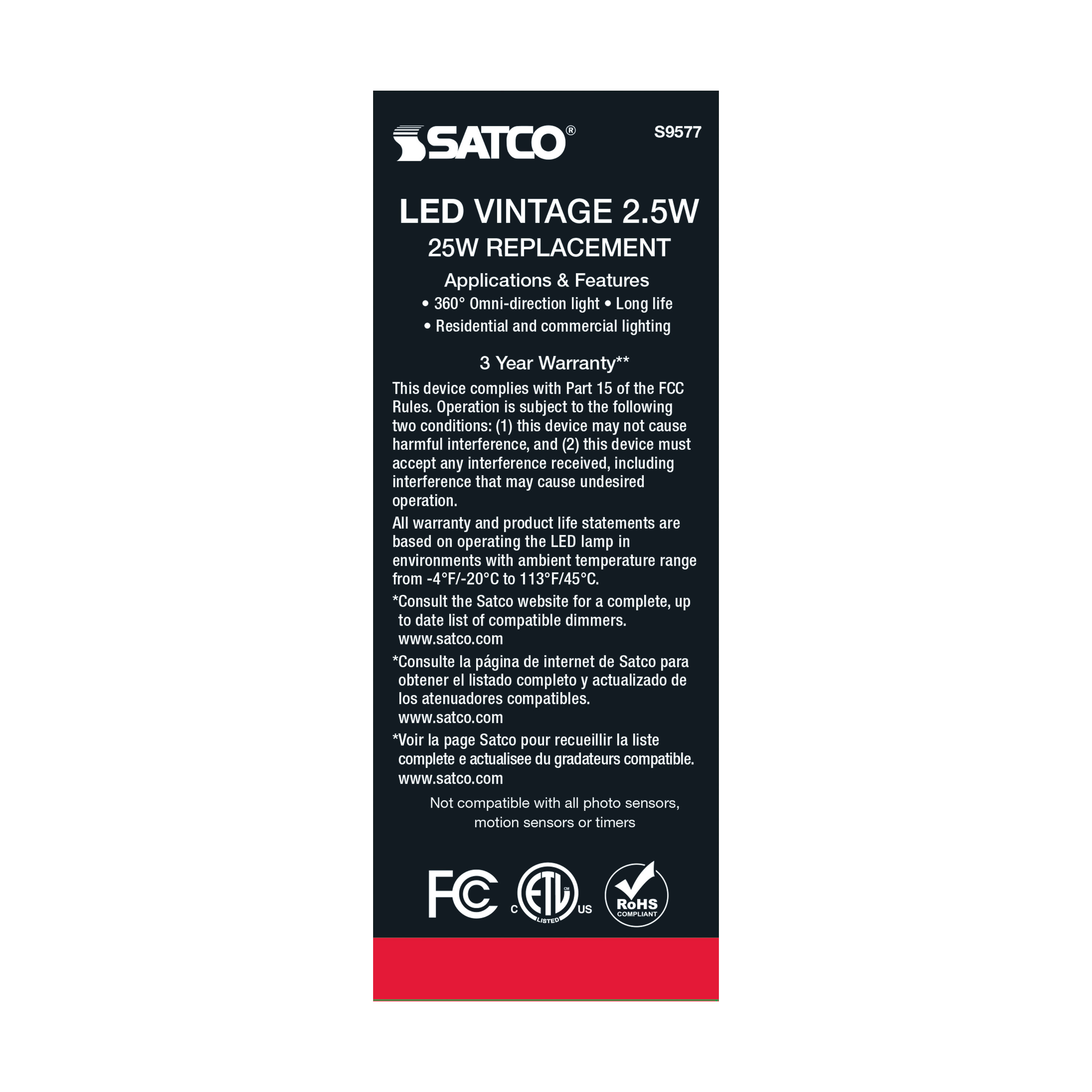 2.5ST19/AMB/LED/E26/20K/120V - S9577
