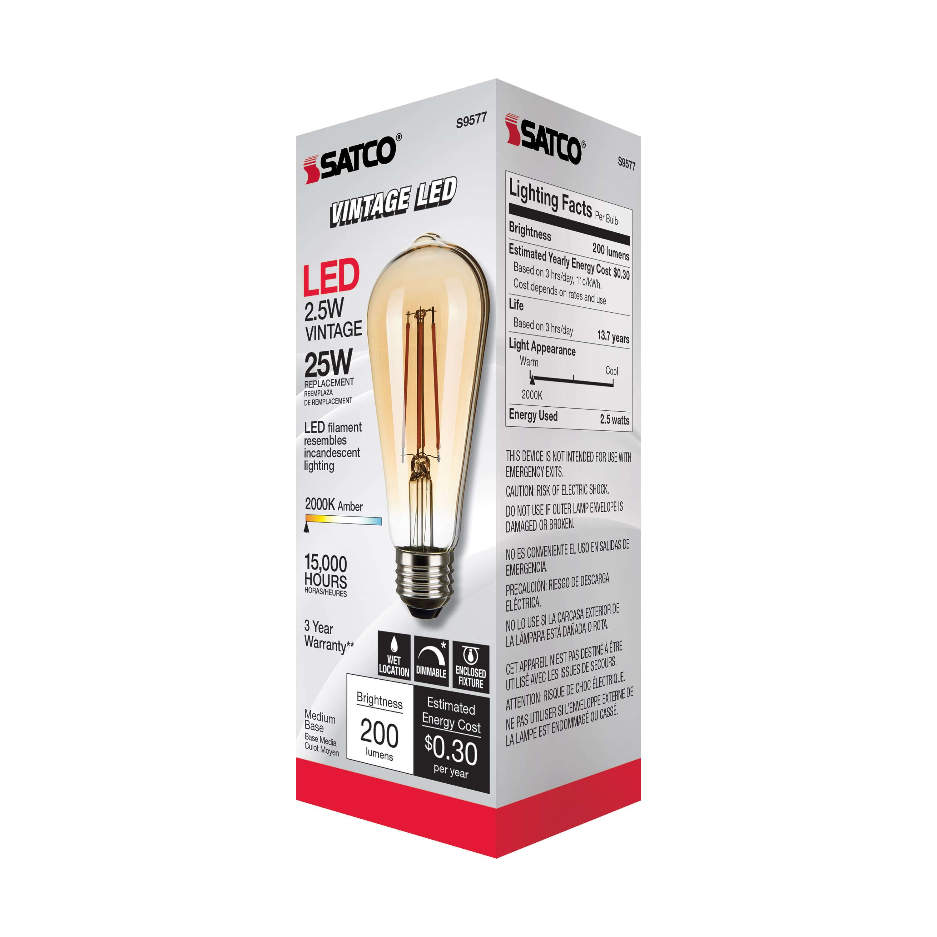 2.5ST19/AMB/LED/E26/20K/120V - S9577
