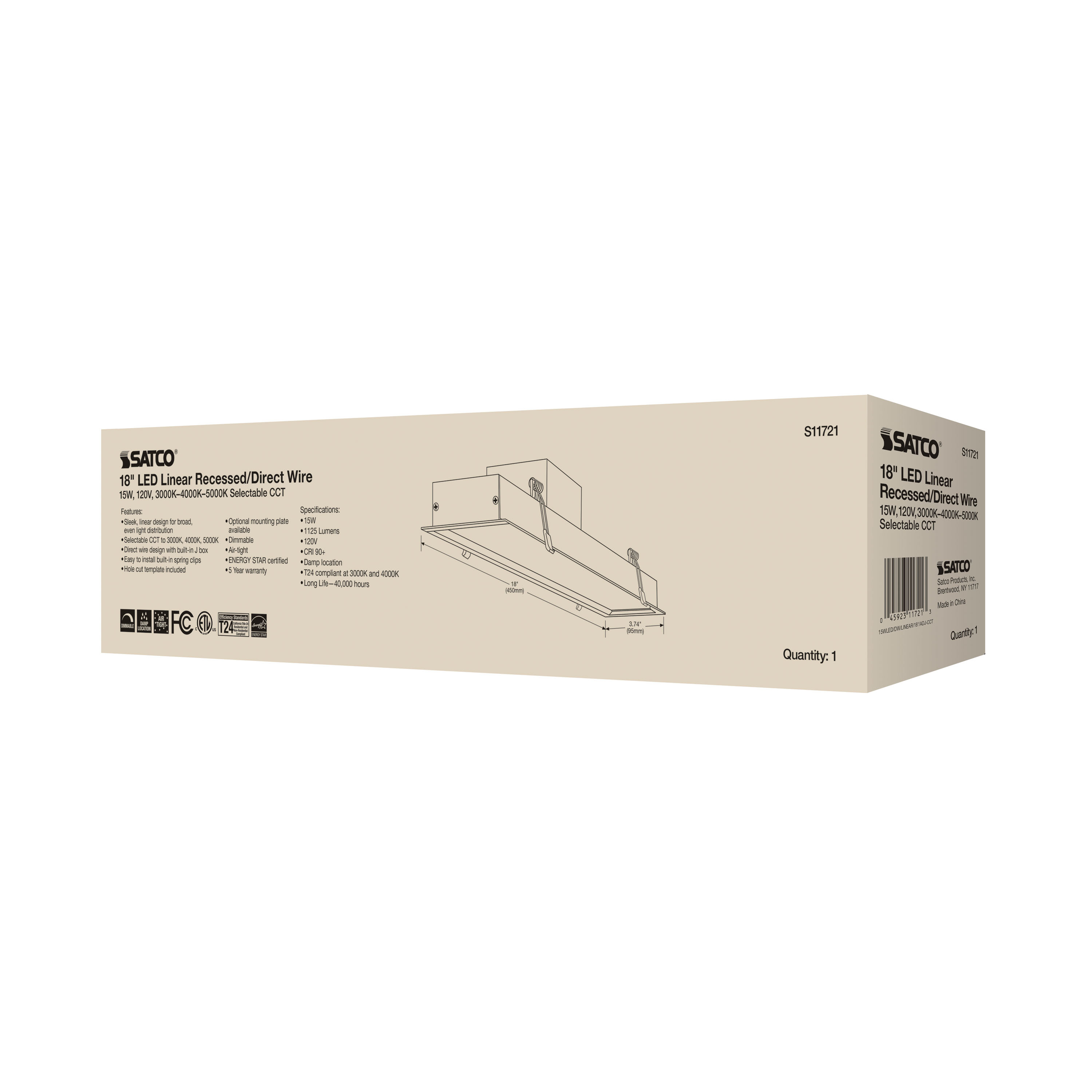 15WLED/DW/LINEAR/18"/ADJ-CCT - S11721