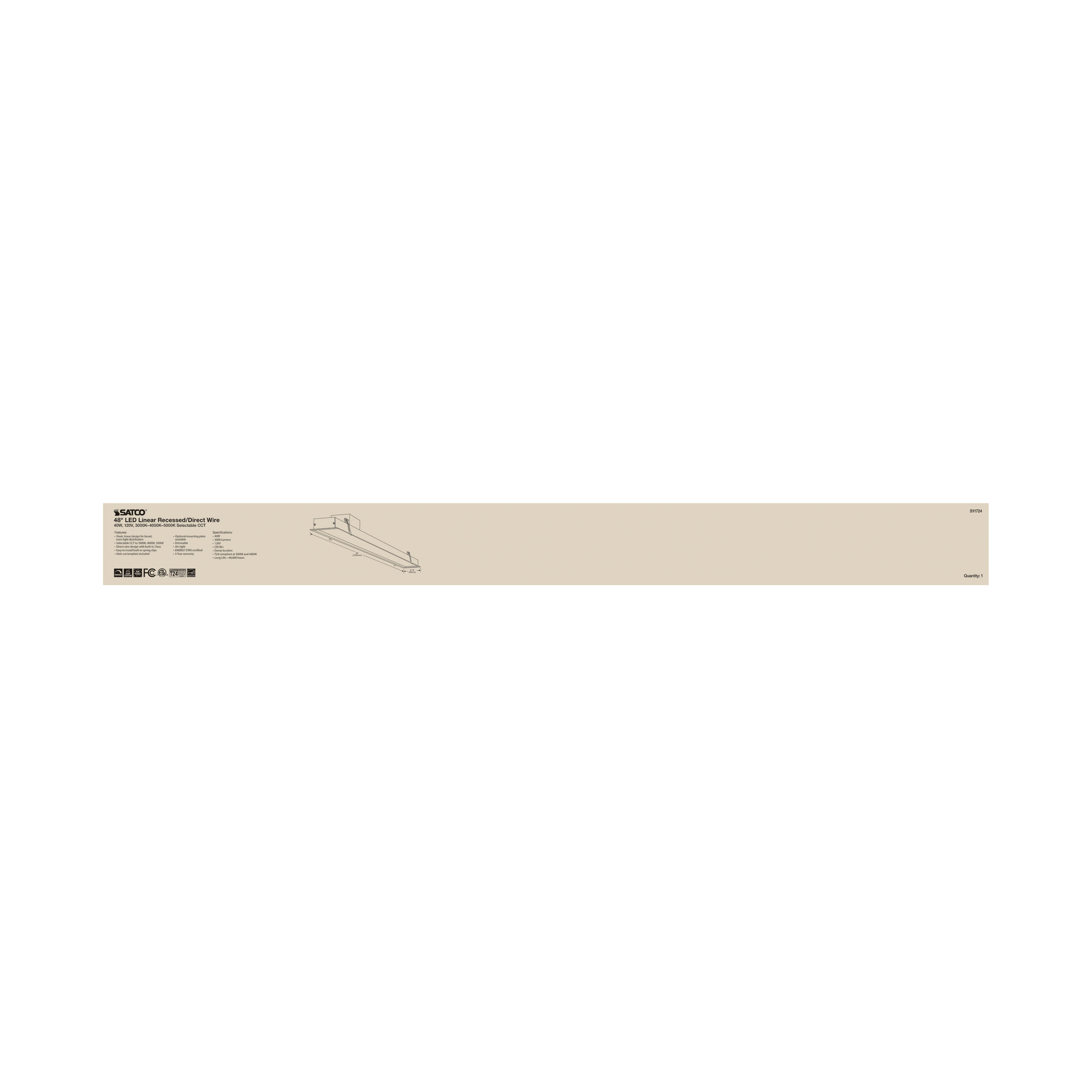 40WLED/DW/LINEAR/48"/ADJ-CCT - S11724