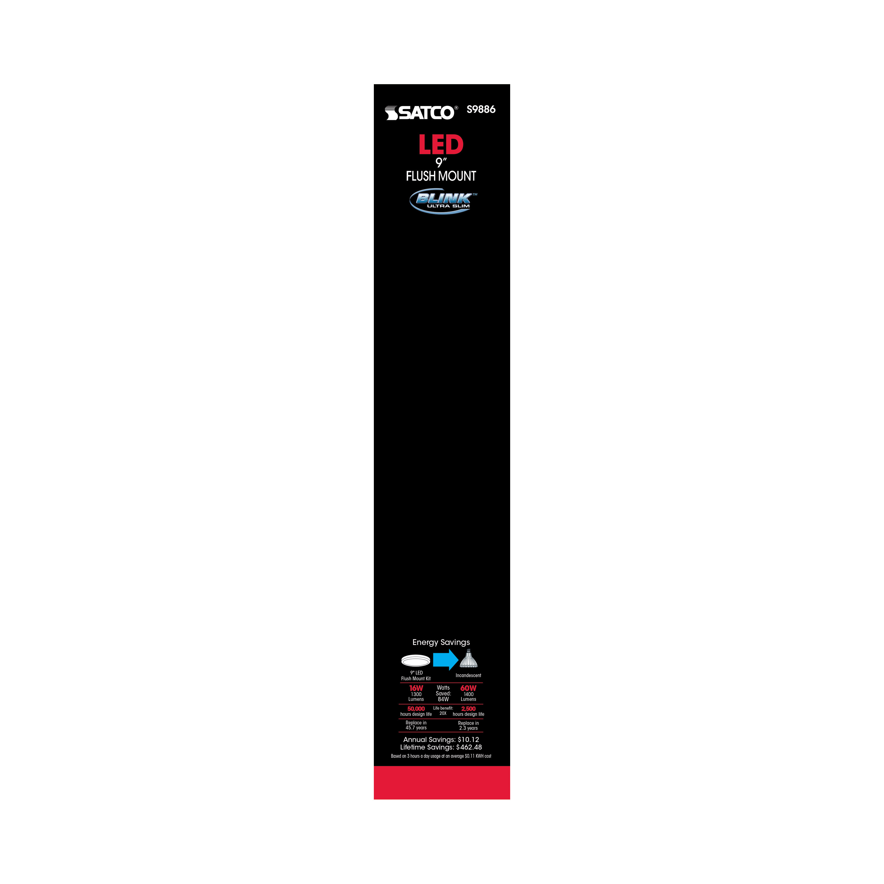 16W/LED/9"FLUSH/3K/WH/SL - S9886