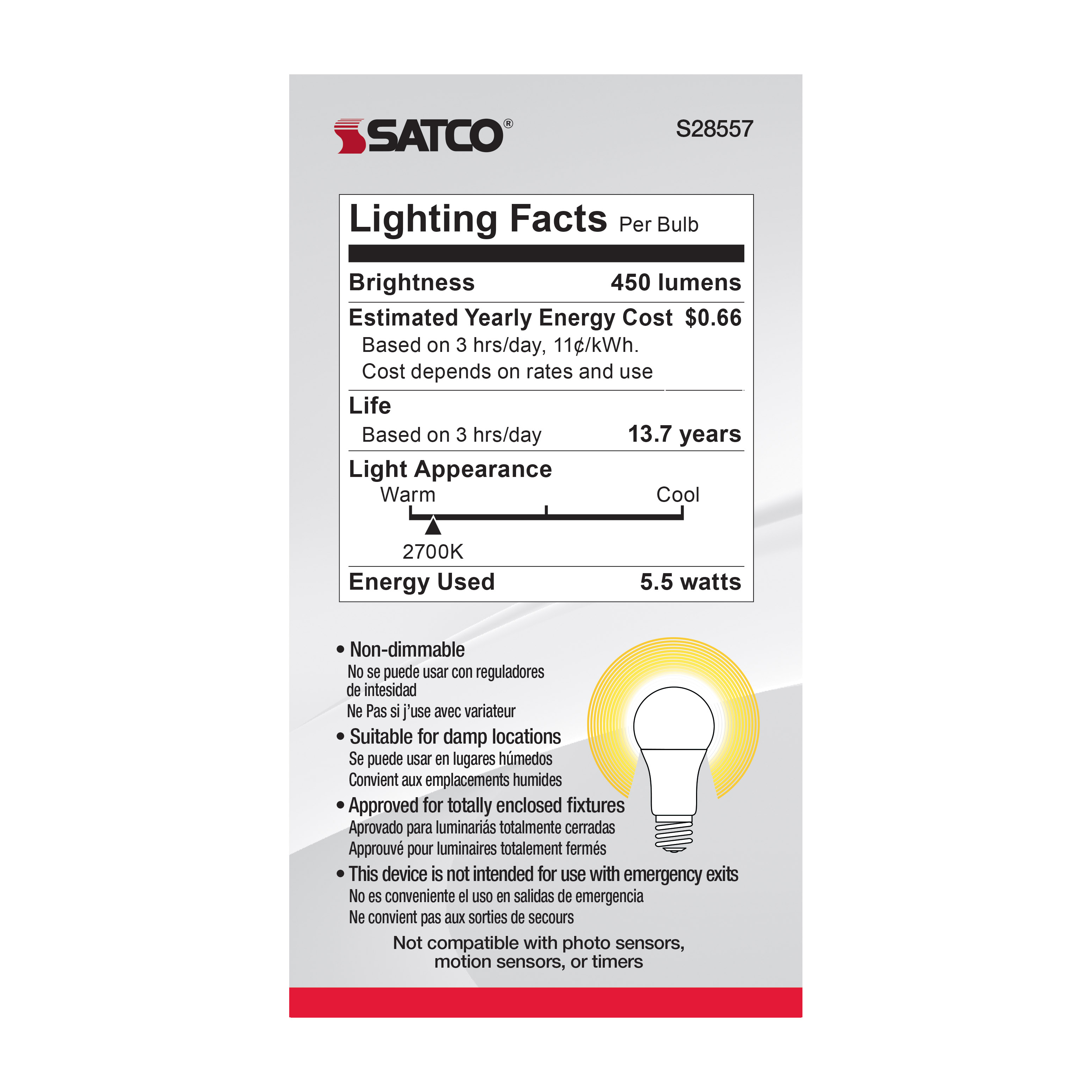 5.5A19/LED/927/120V/ND/4PK - S28557