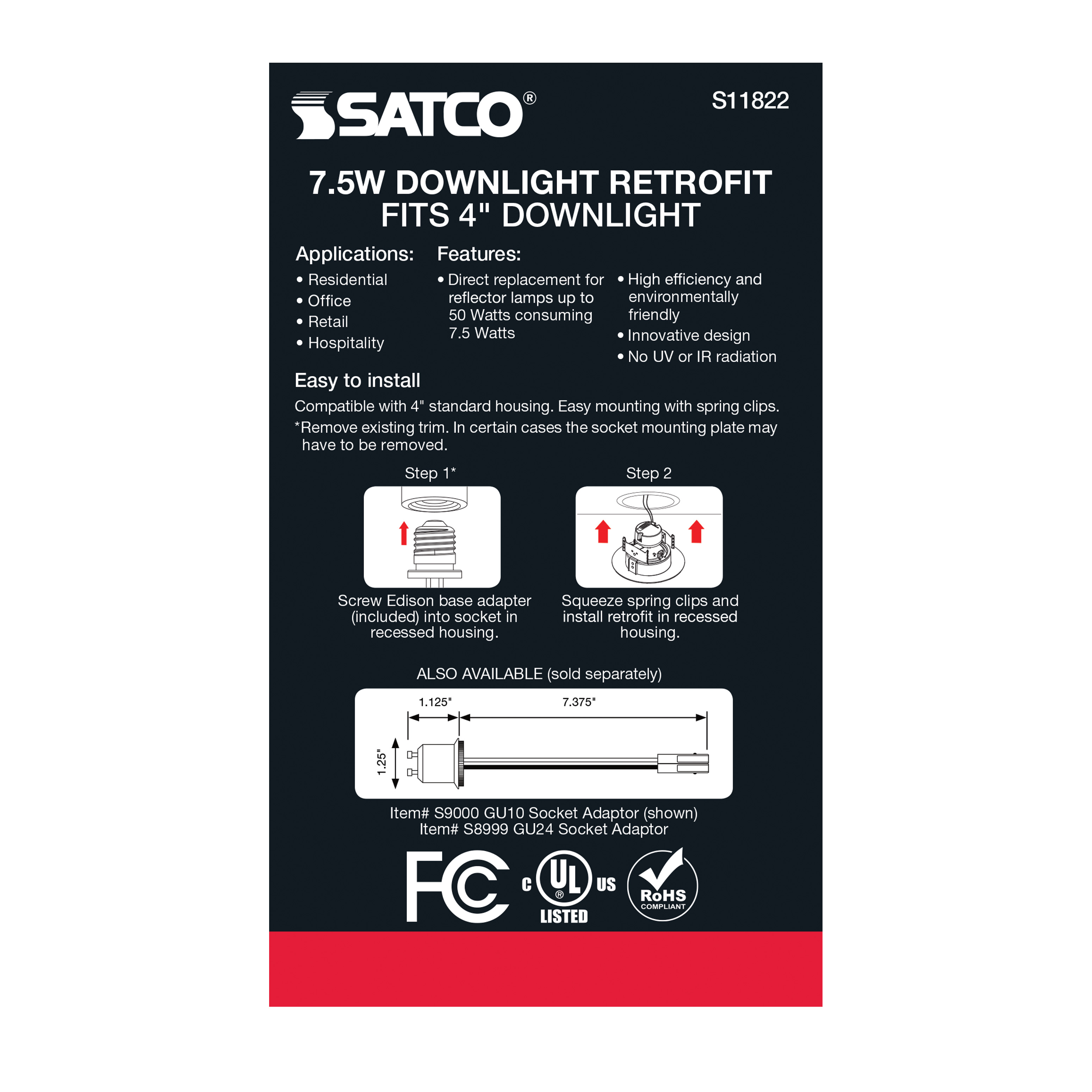 7.5WLED/DIR/4/60'/CCT-SEL/120V - S11822