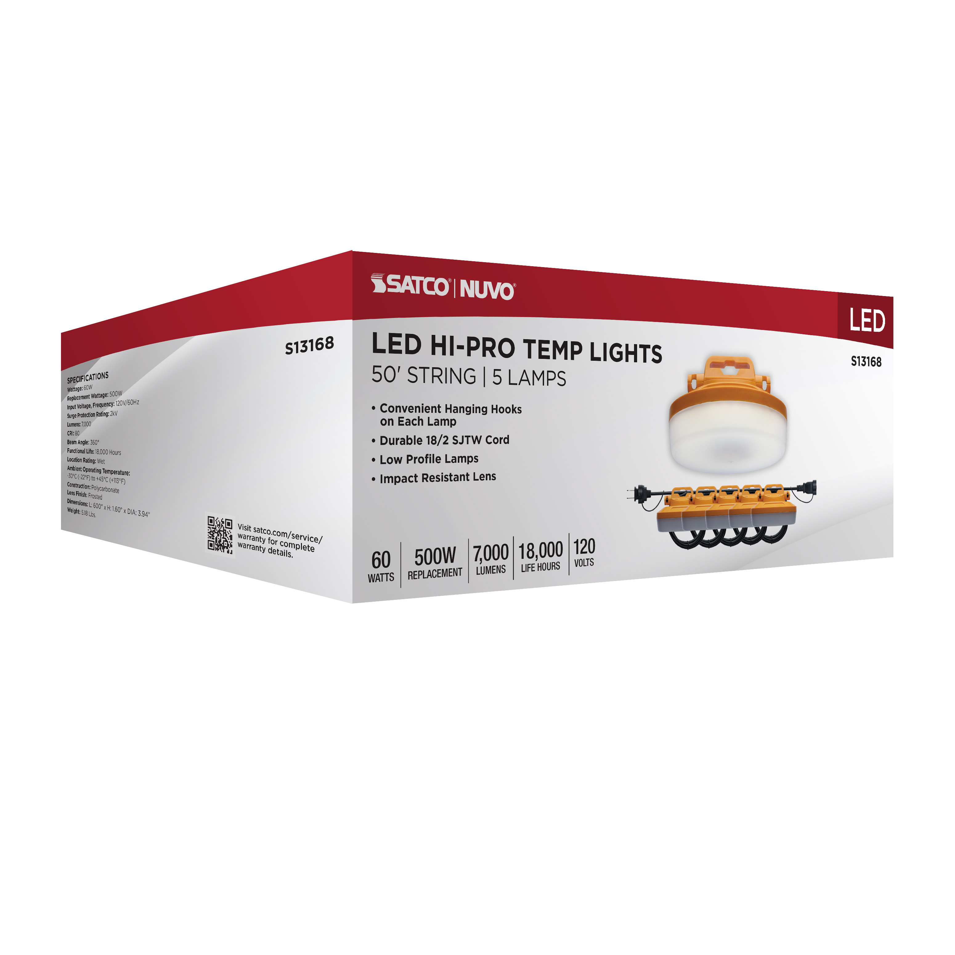 S13168 50-FT/LED/5PC/TEMP/STRING/60W