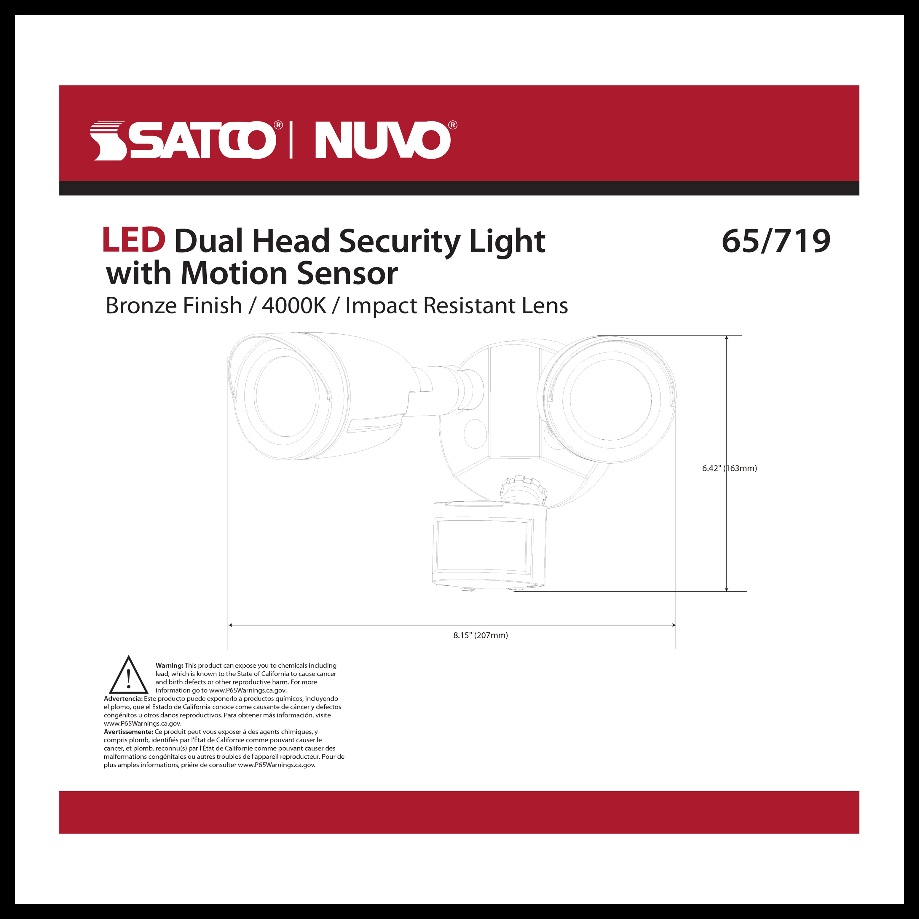 LED 2 BULLET HEAD SECURITY LGT - 65-719