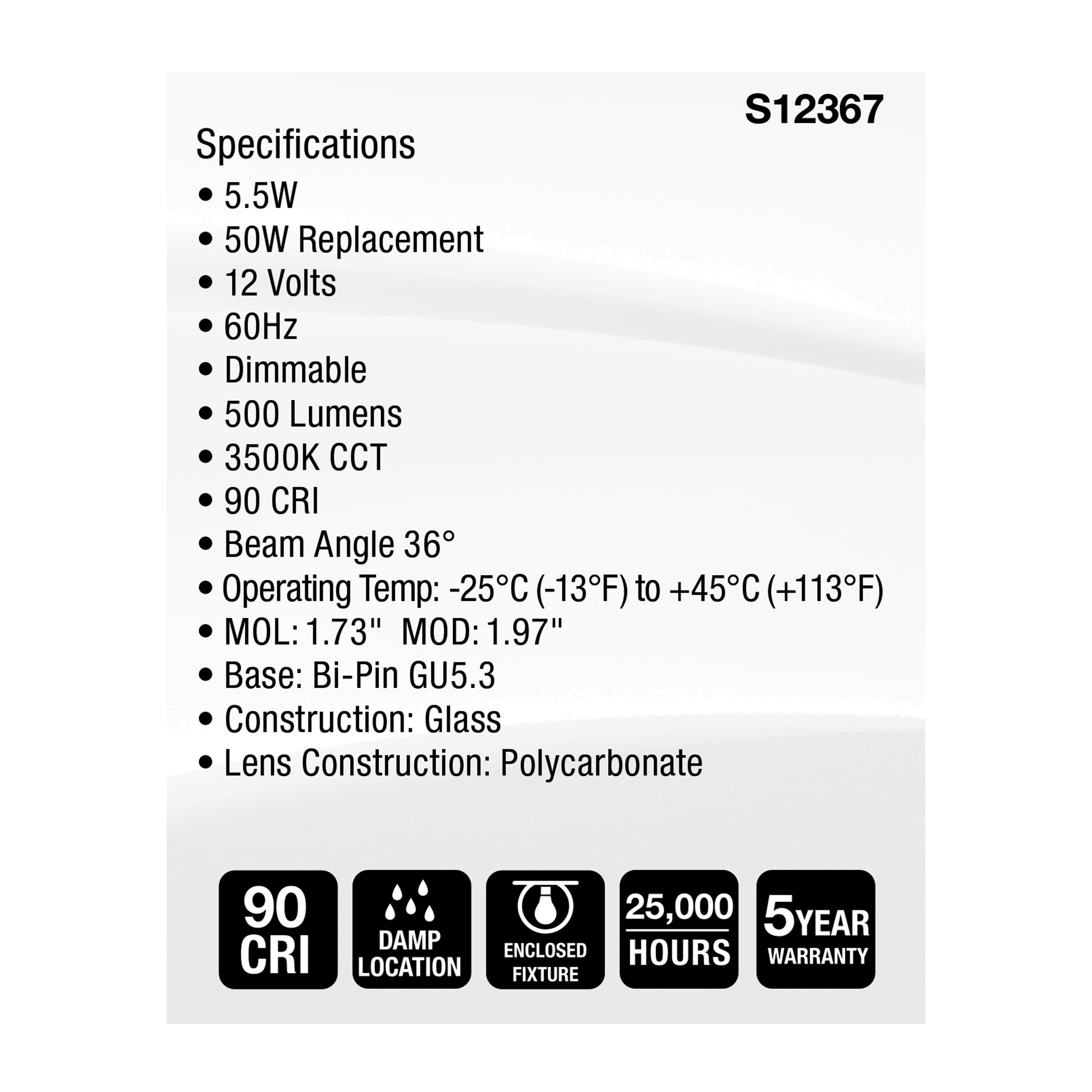 5.5MR16/GB/935/FL36/12V - S12367