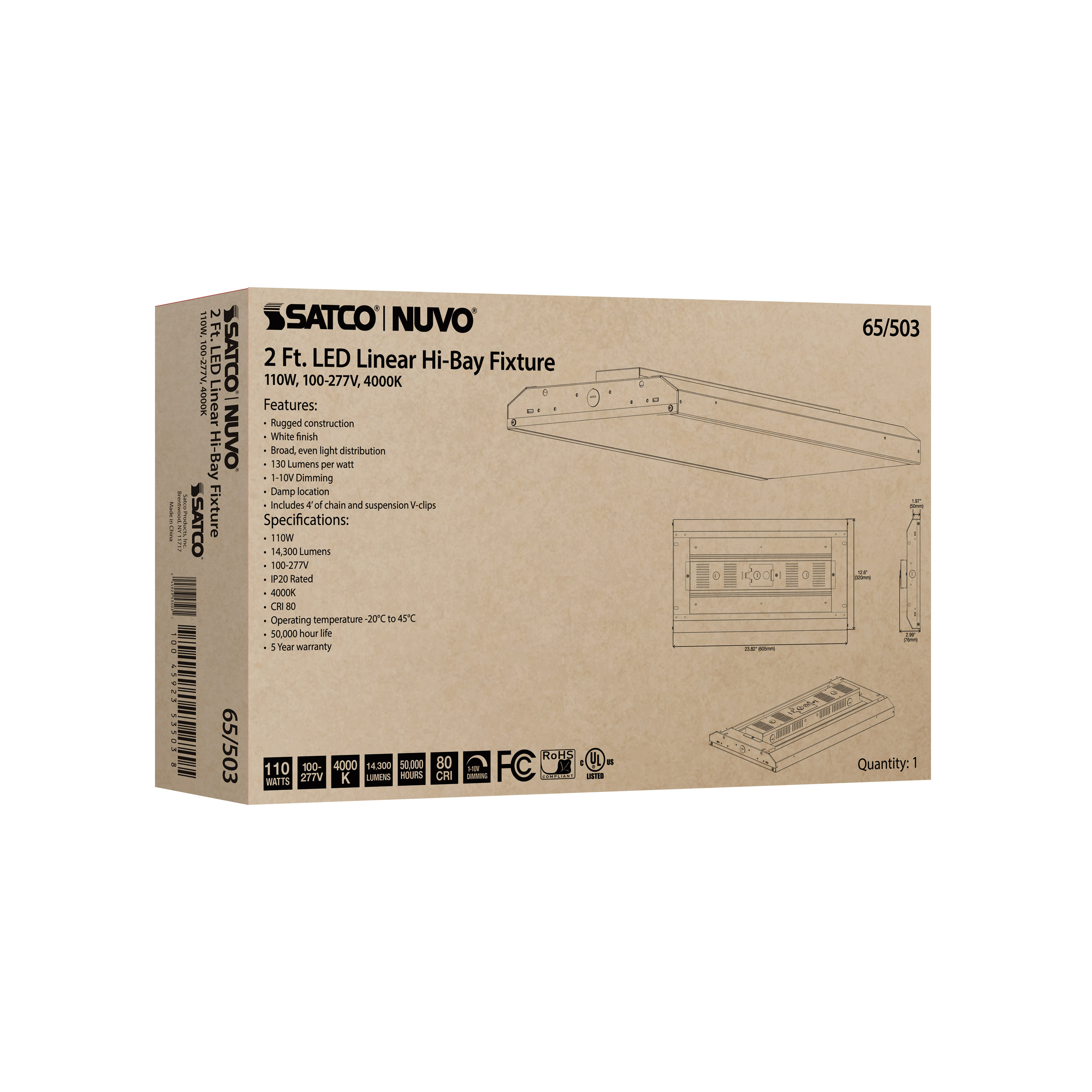 110W LED 2FT LINEAR HI-BAY - 65-503