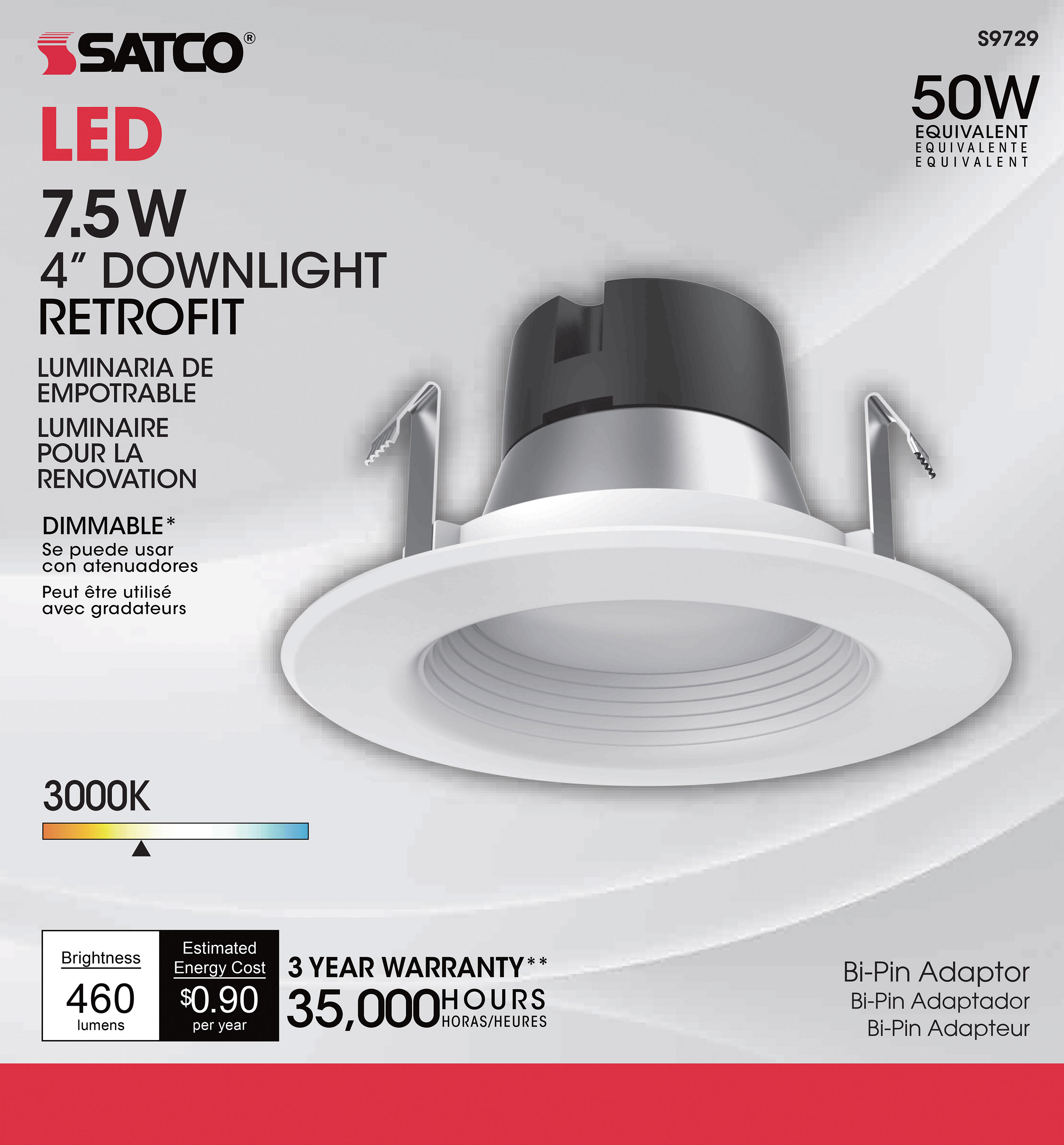 7.5WLED/RDL/4"BFL/12V 90CRI 3K - S9729