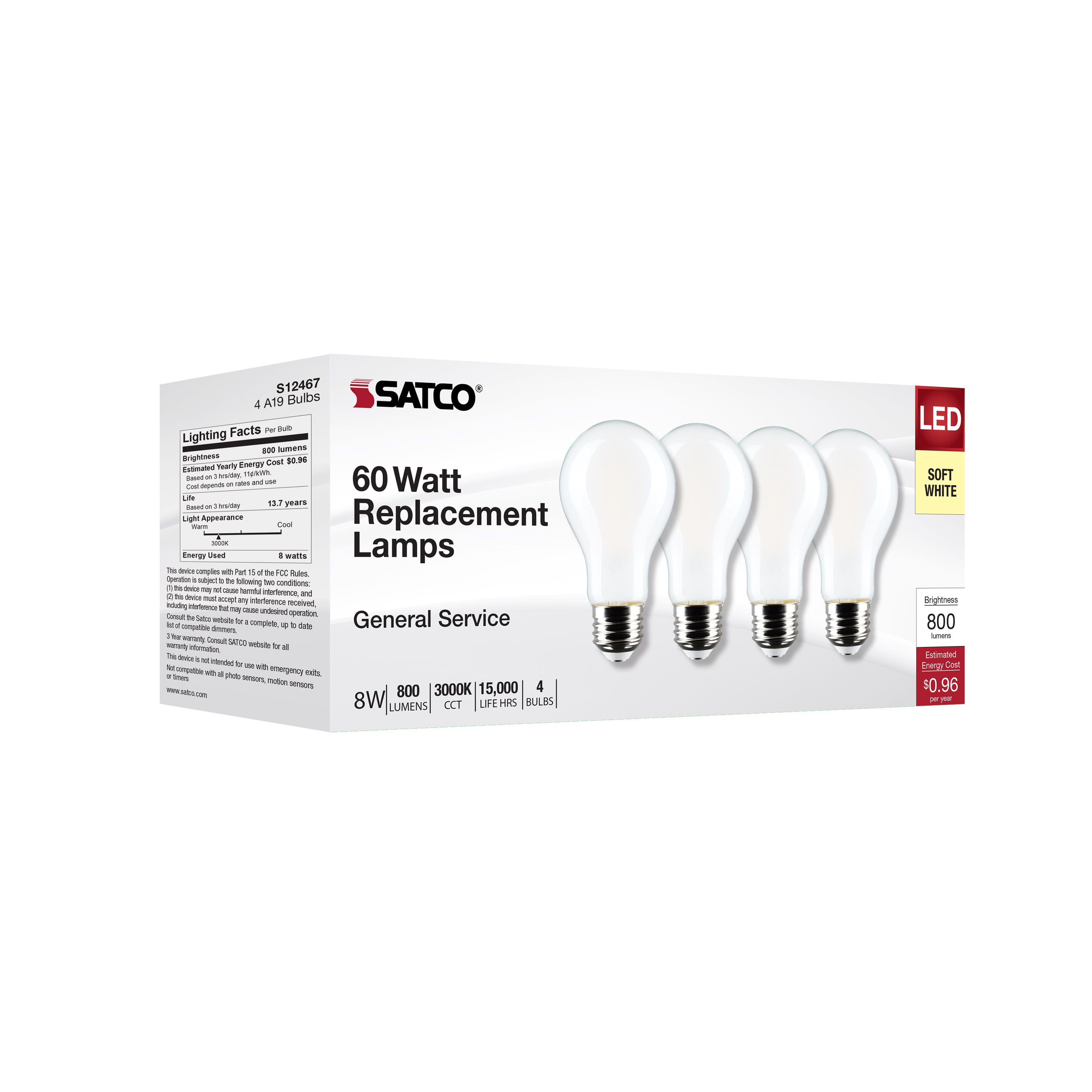 8A19/SW/LED/E26/930/4PK/120V - S12467