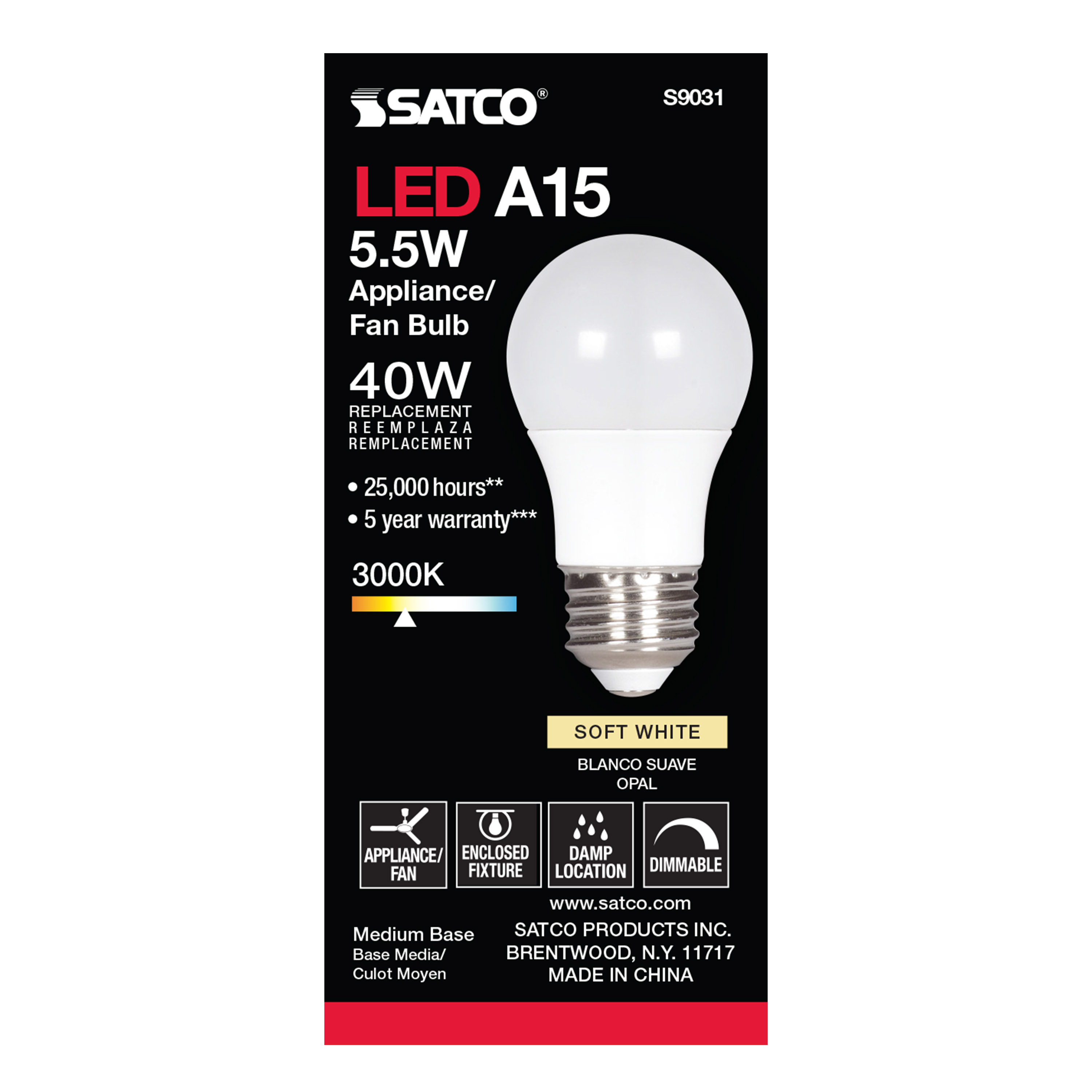 5.5A15/LED/3000K/120V - S9031