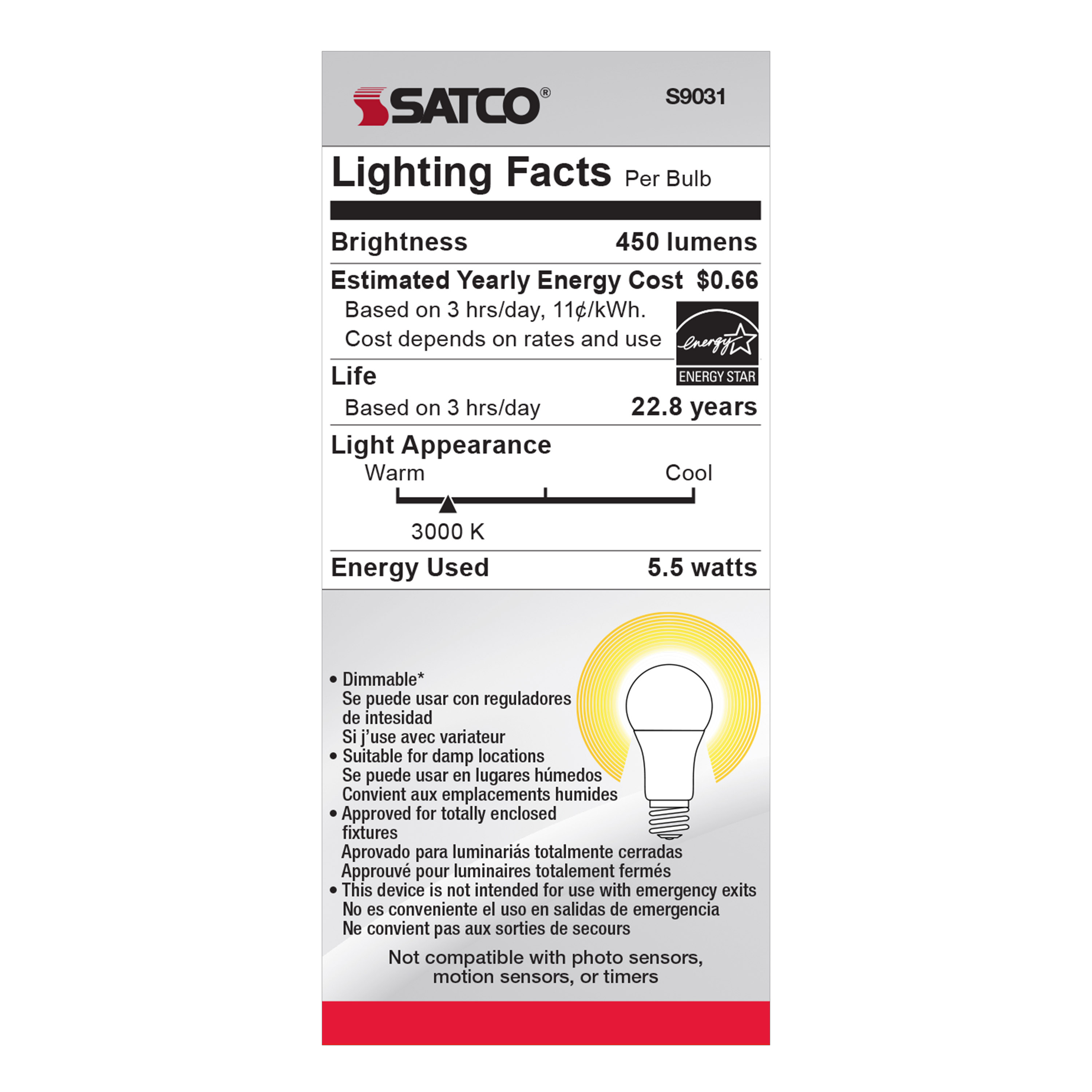 5.5A15/LED/3000K/120V - S9031