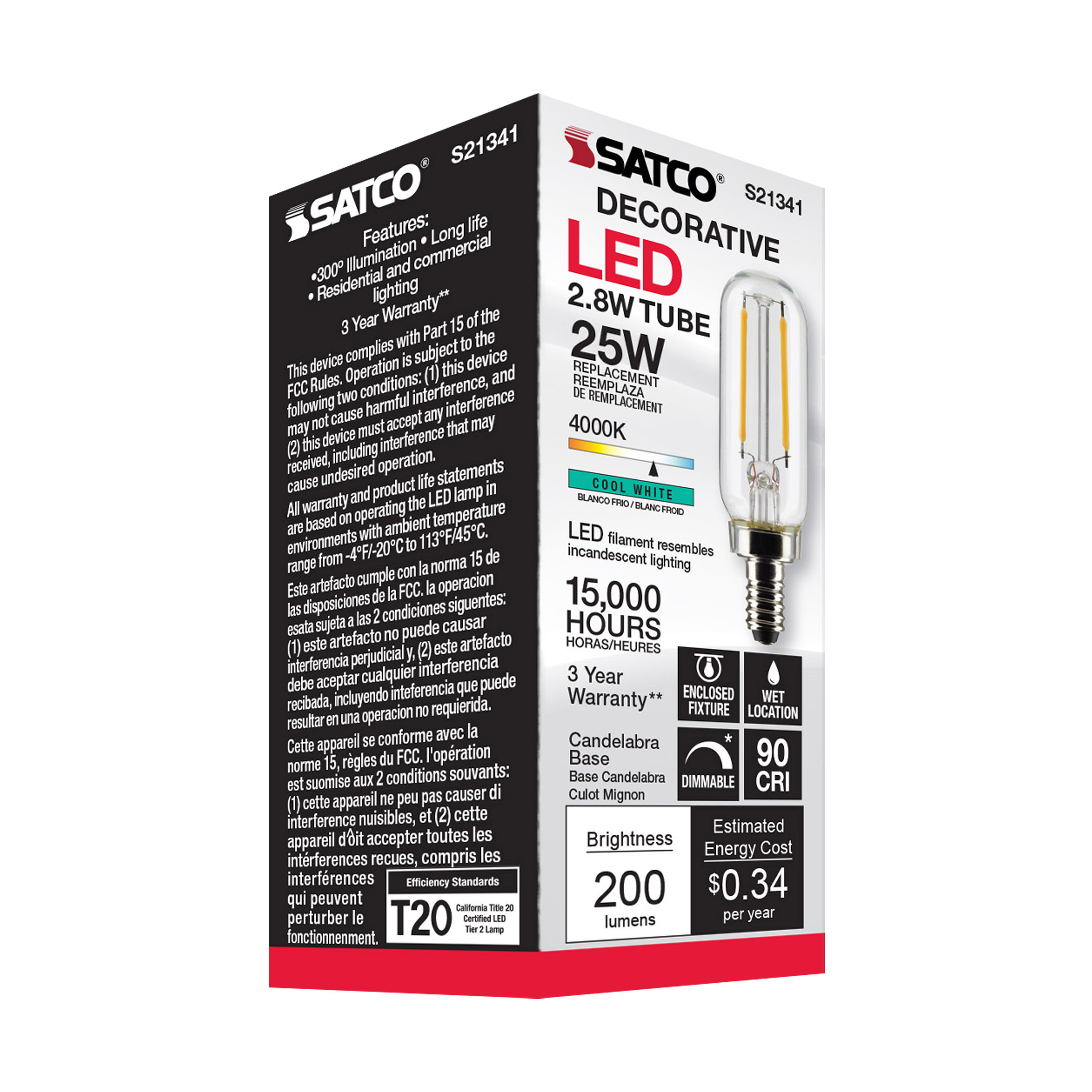 S21341 2.8T6/LED/CL/940/120V/E12