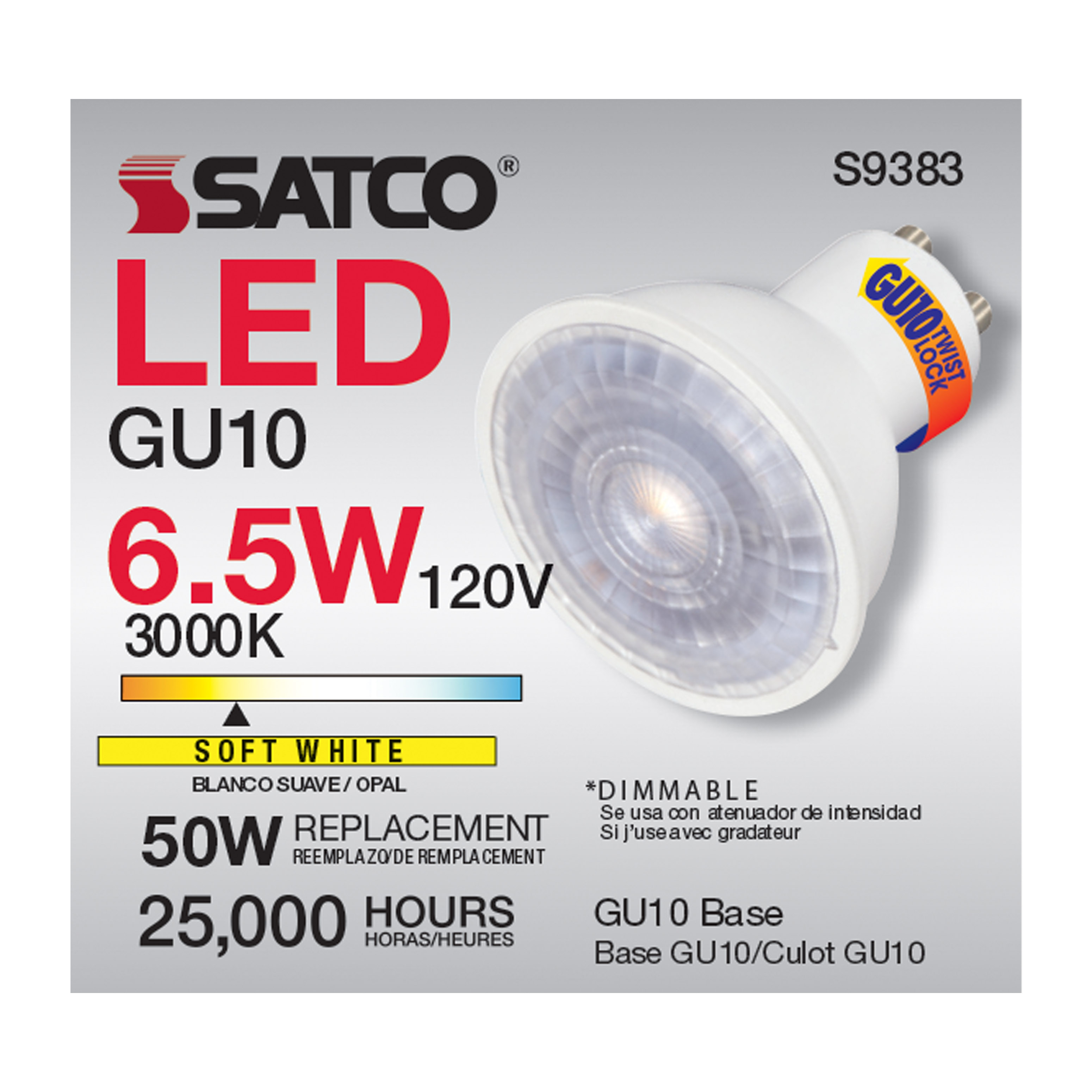 6.5MR16/LED/40'/30K/120V/GU10 - S9383