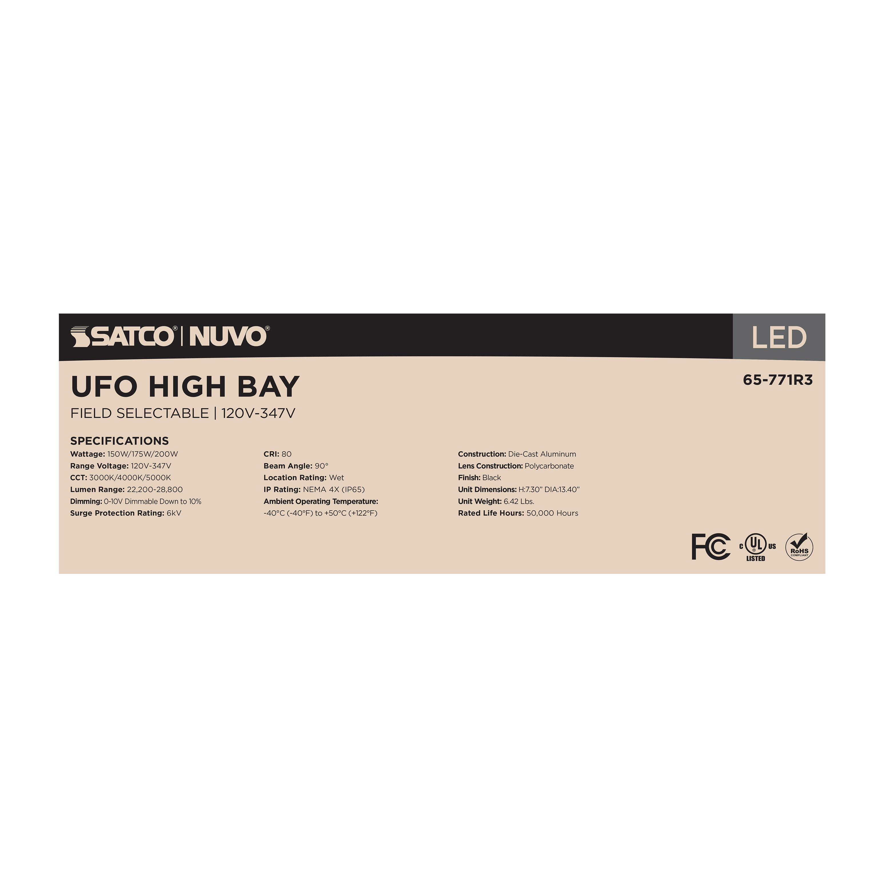 LED UFO HIGHBAY CCT & WATT ADJ - 65-771R3
