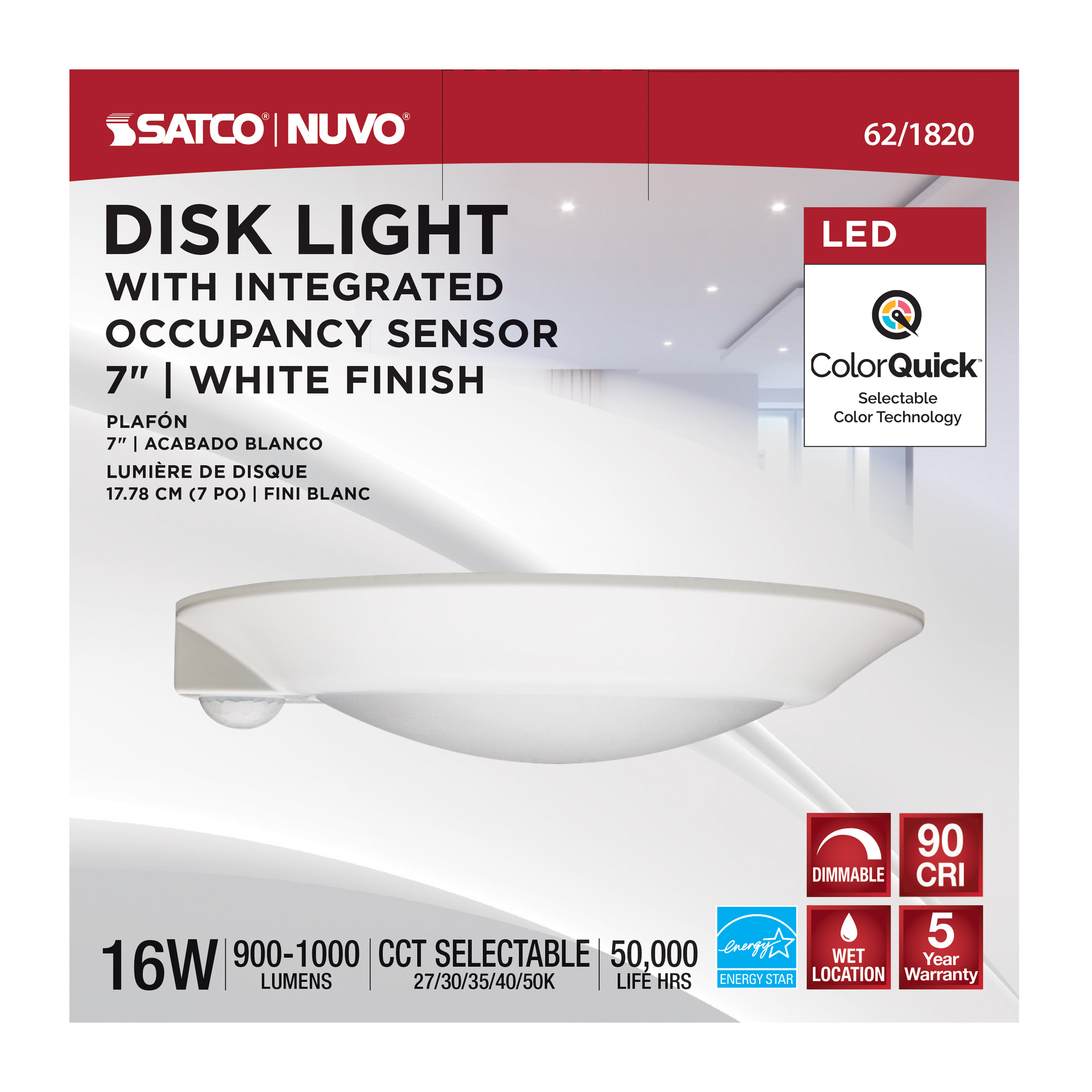 7" LED DISK LIGHT W/ OCC WHITE - 62-1820