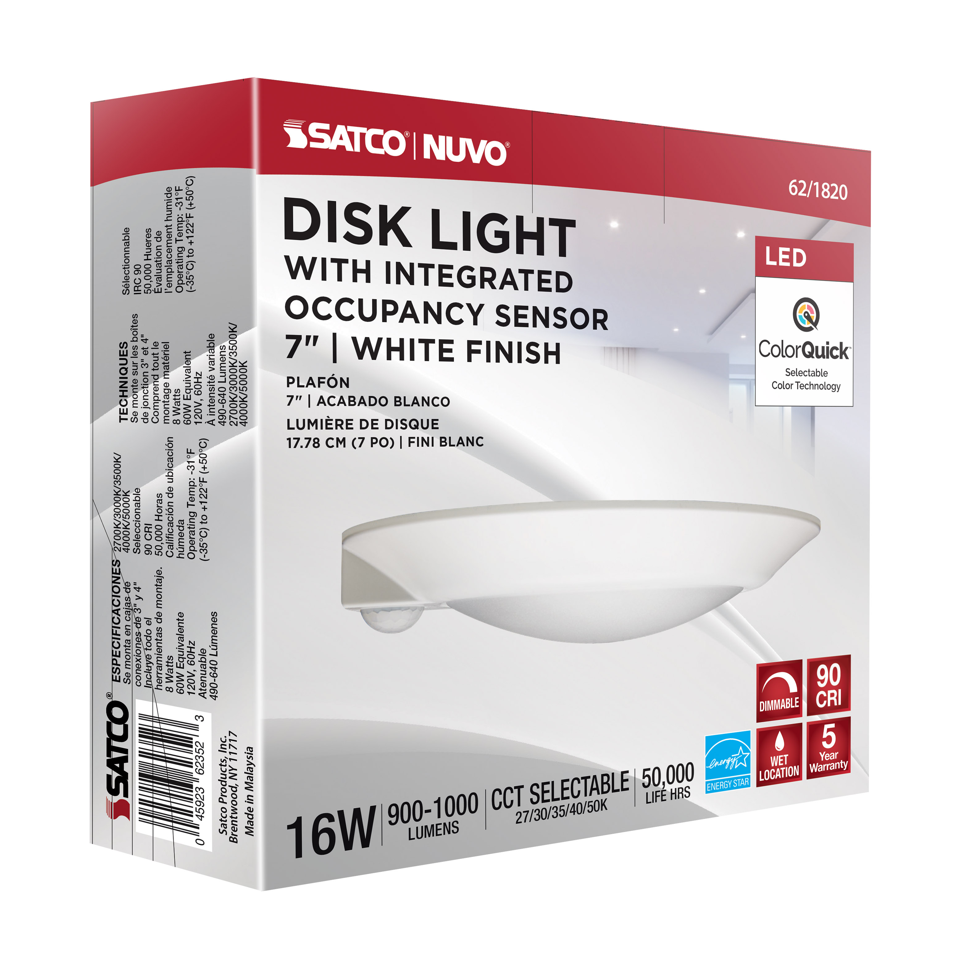 7" LED DISK LIGHT W/ OCC WHITE - 62-1820