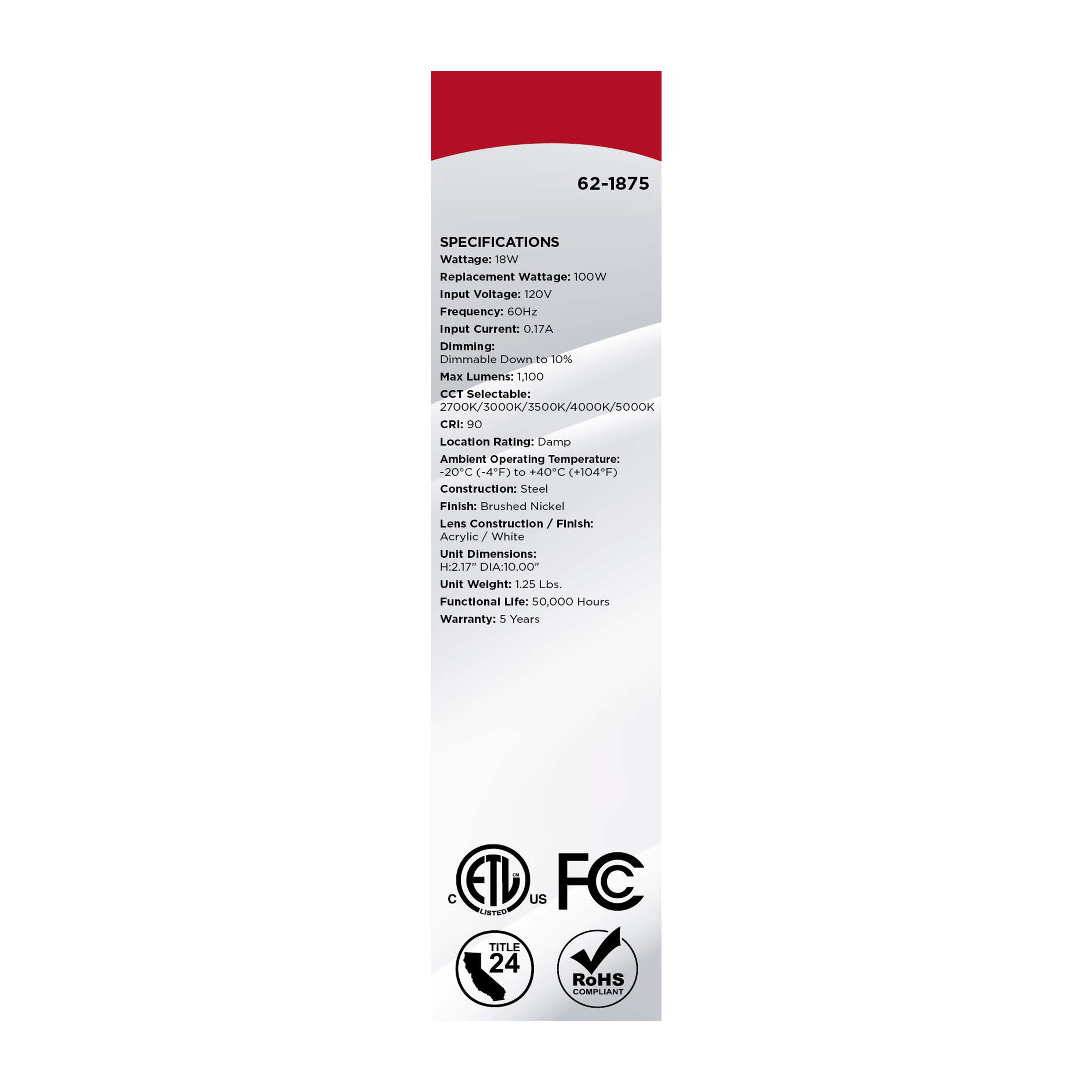 LED GLAMOUR BN 10" FLUSH - 62-1875