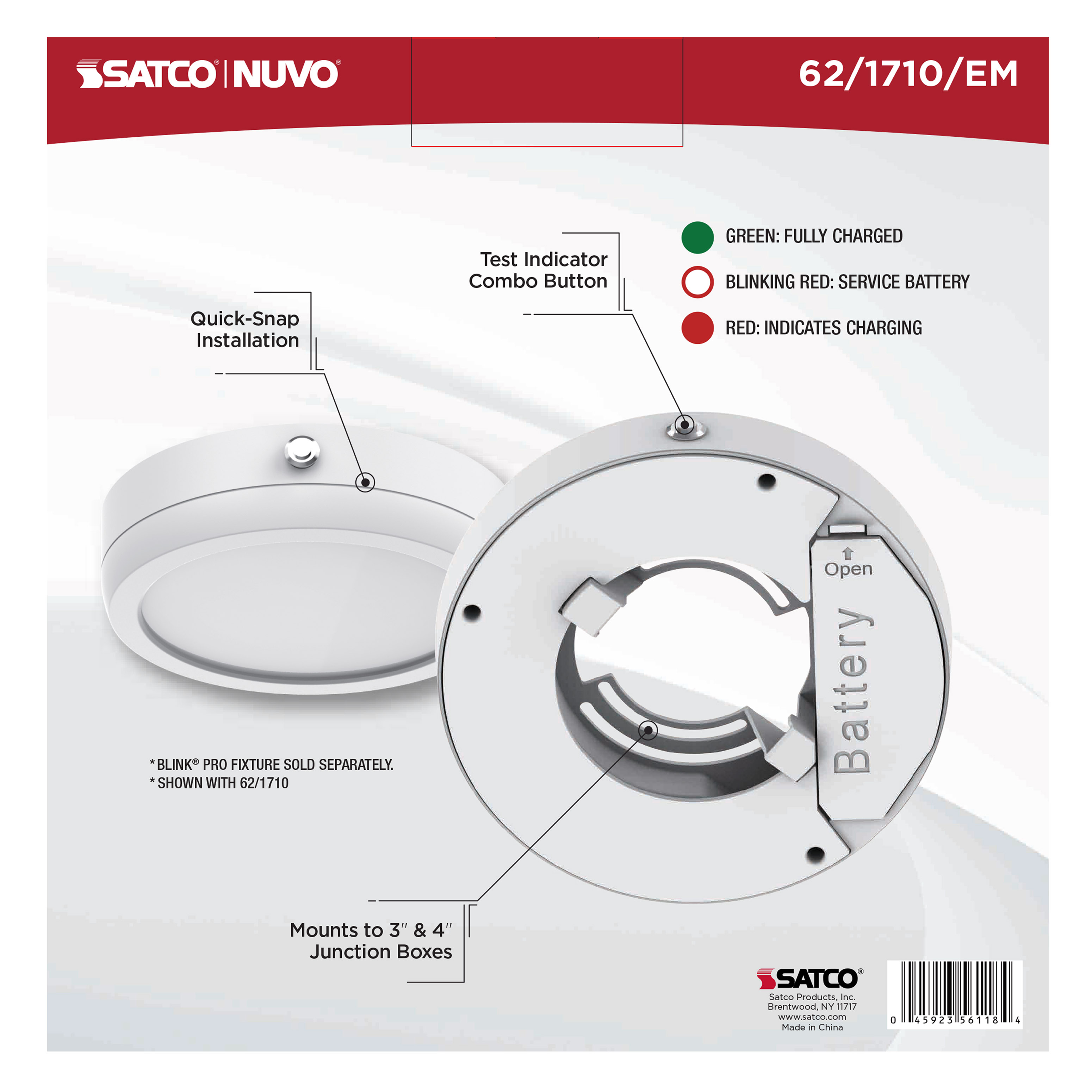 7" RD BLINK PRO EM BATT BACKUP - 62-1710-EM