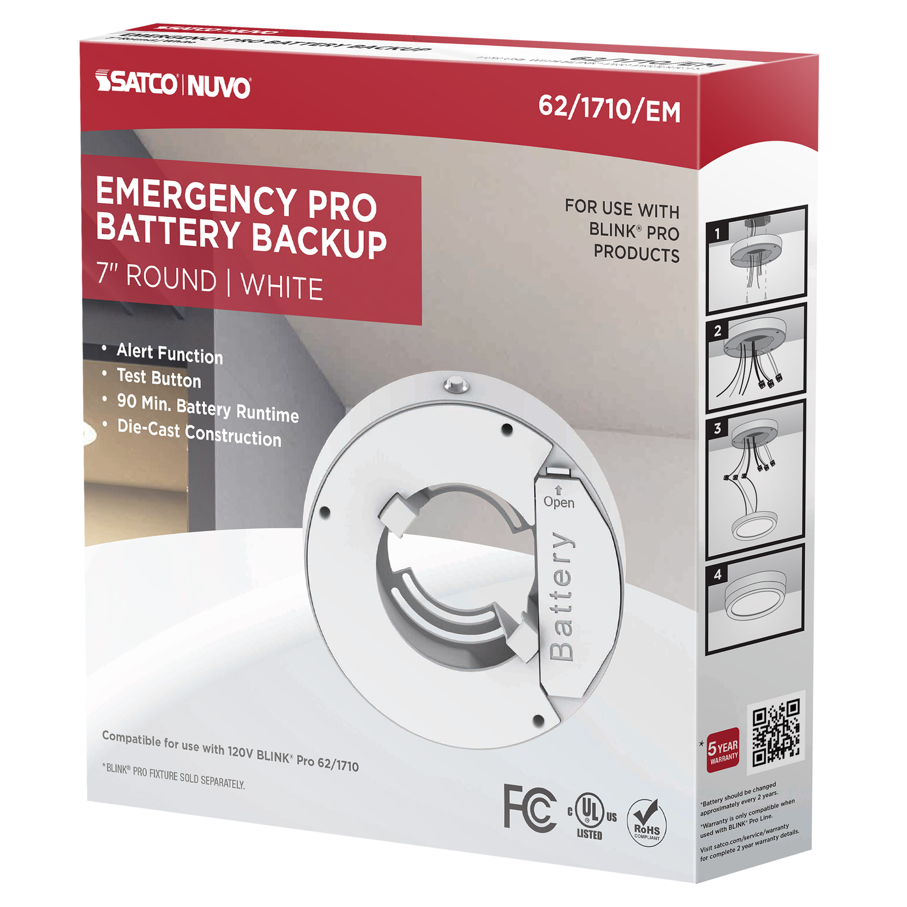 7" RD BLINK PRO EM BATT BACKUP - 62-1710-EM