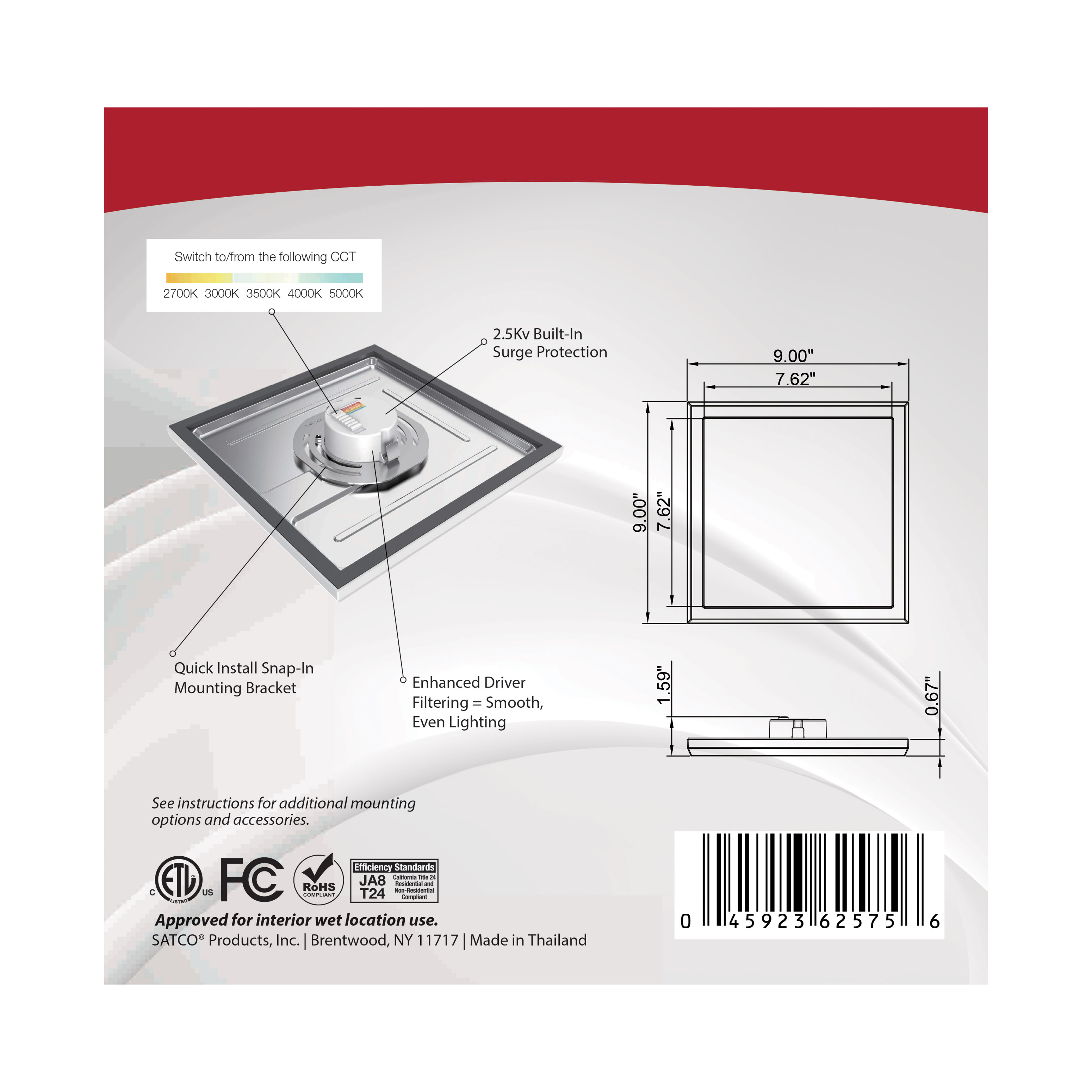 BLINK 13W LED 9" SQ WHITE - 62-1724
