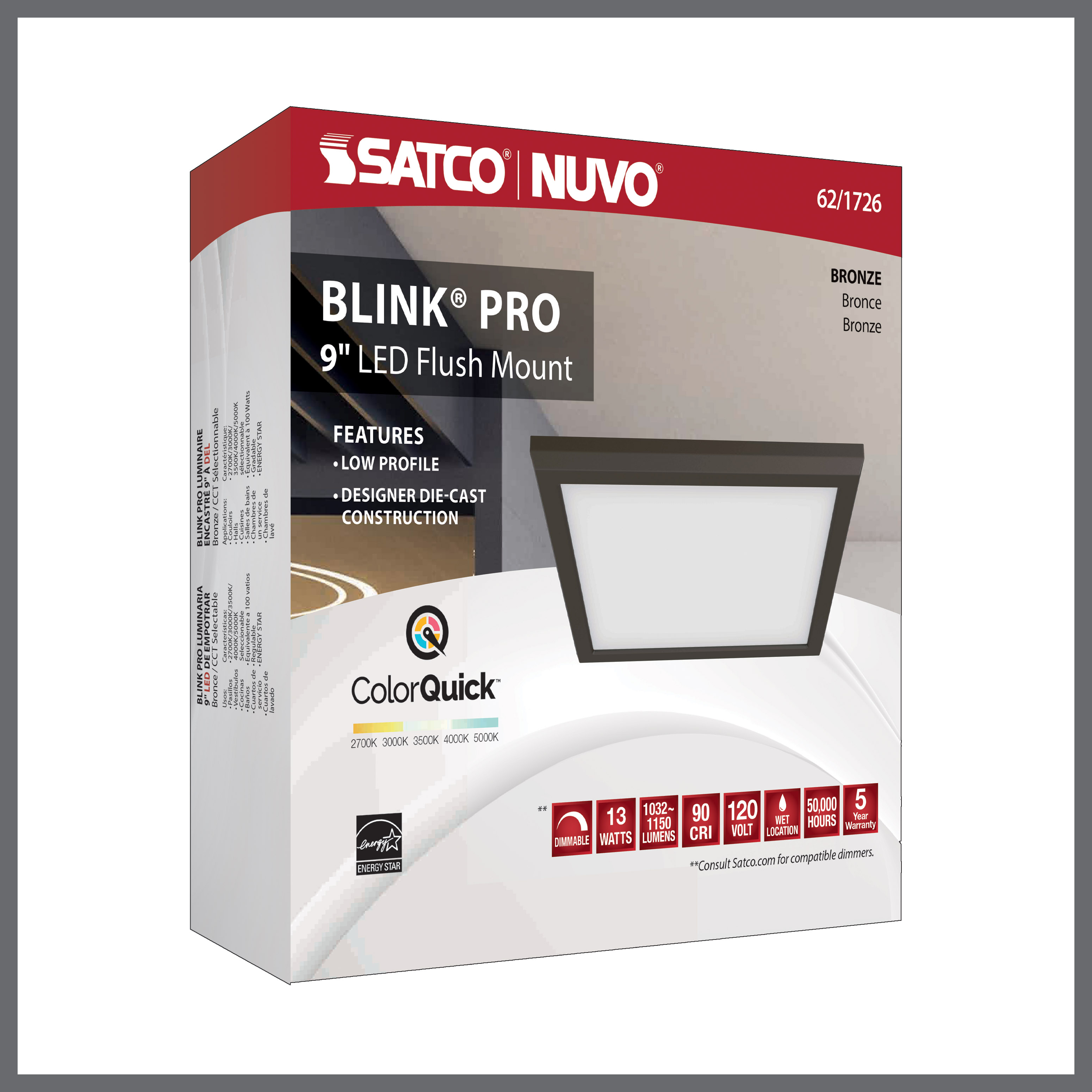 BLINK 13W LED 9" SQ BRONZE - 62-1726