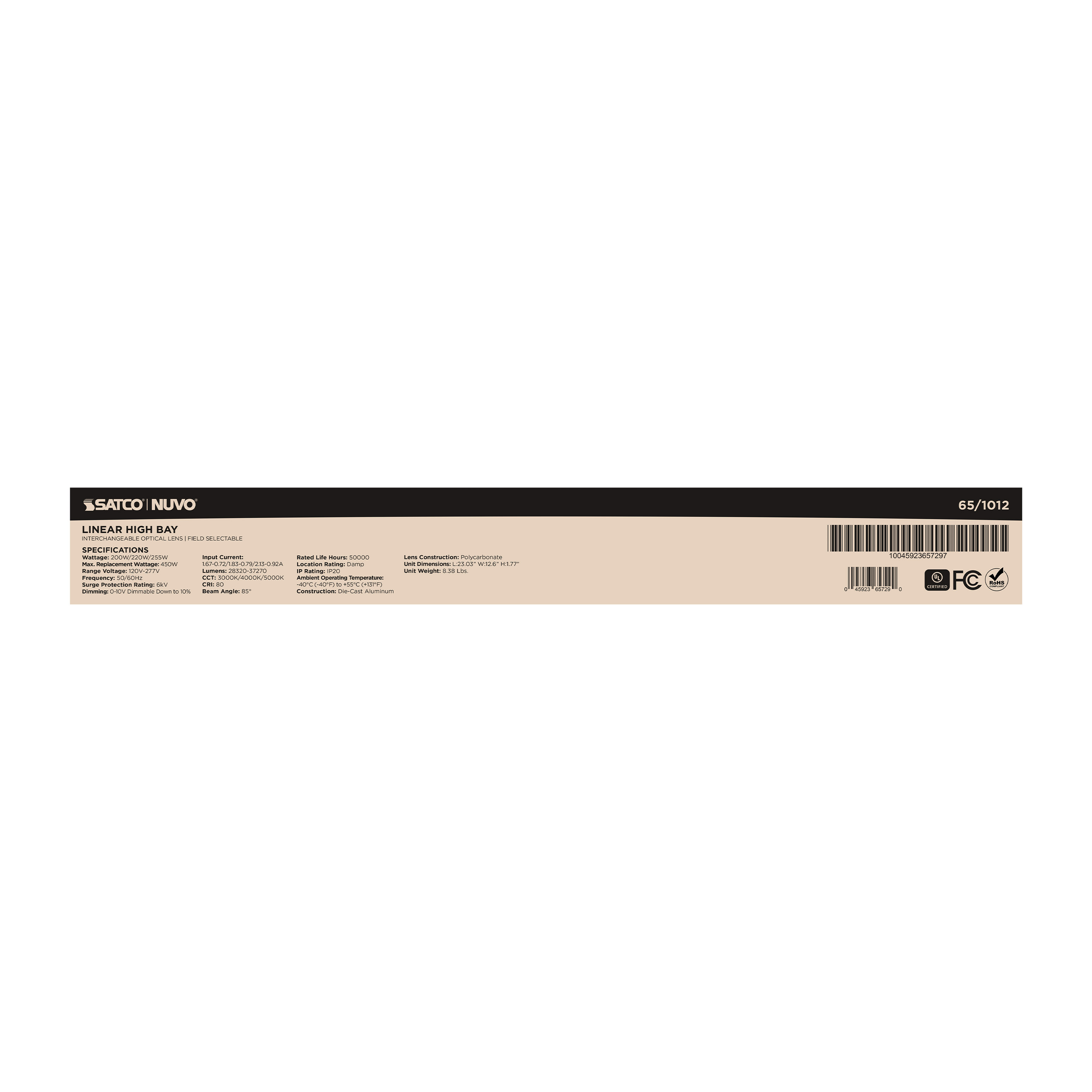 LED SELECTABLE LINEAR HIGH BAY - 65-1012