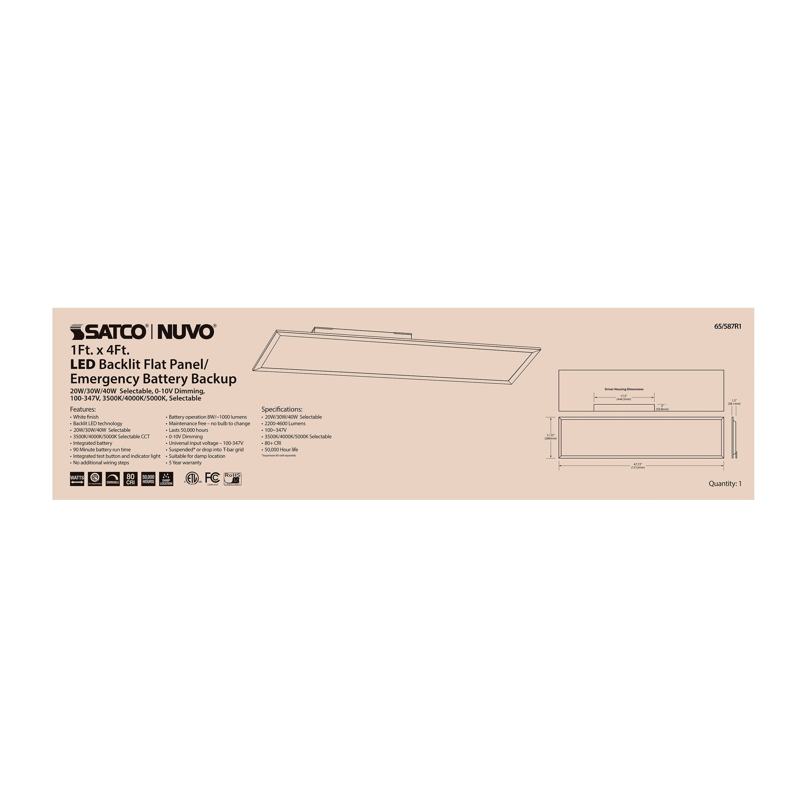 1X4 LED EM BACKLIT FLAT PANEL - 65-587R1