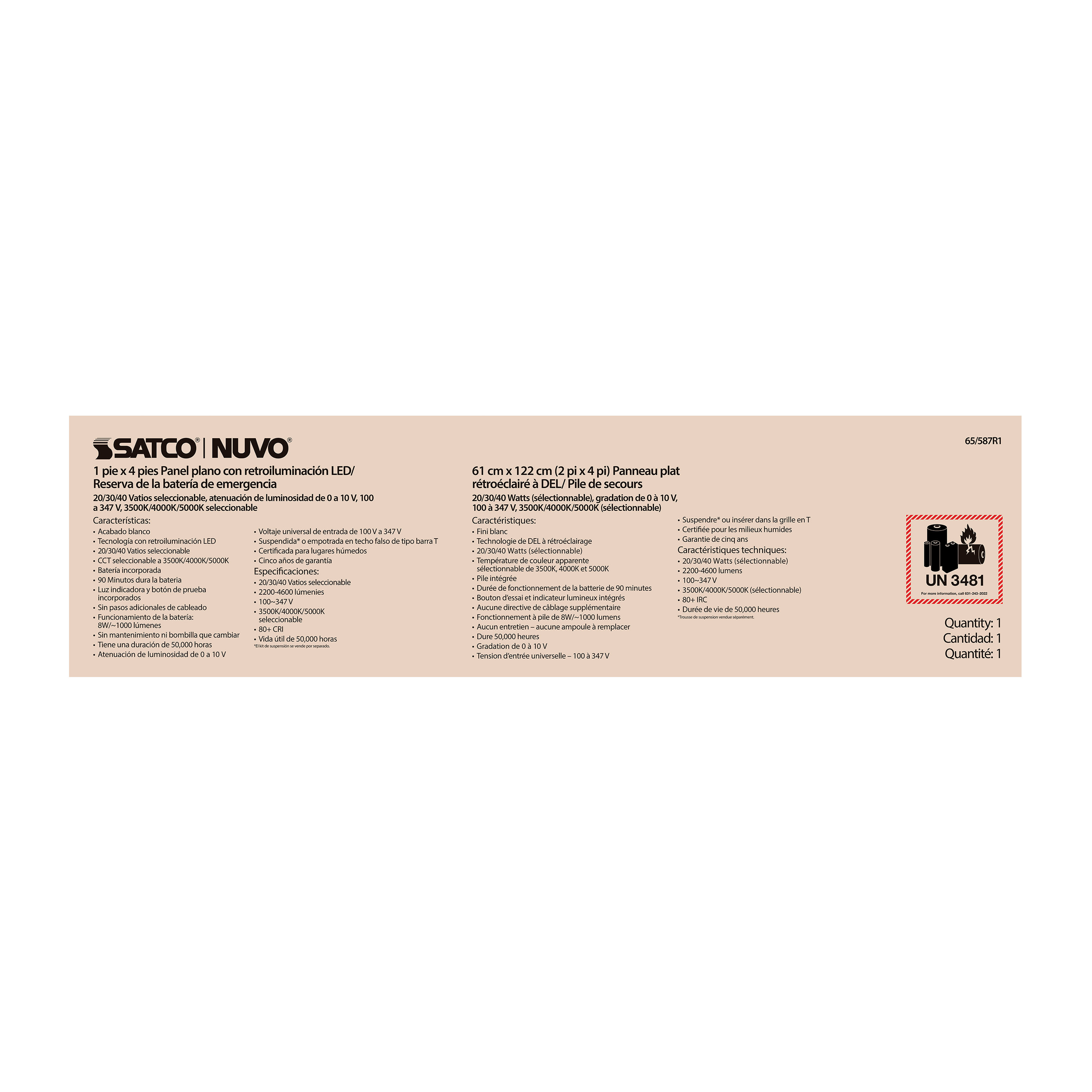 1X4 LED EM BACKLIT FLAT PANEL - 65-587R1