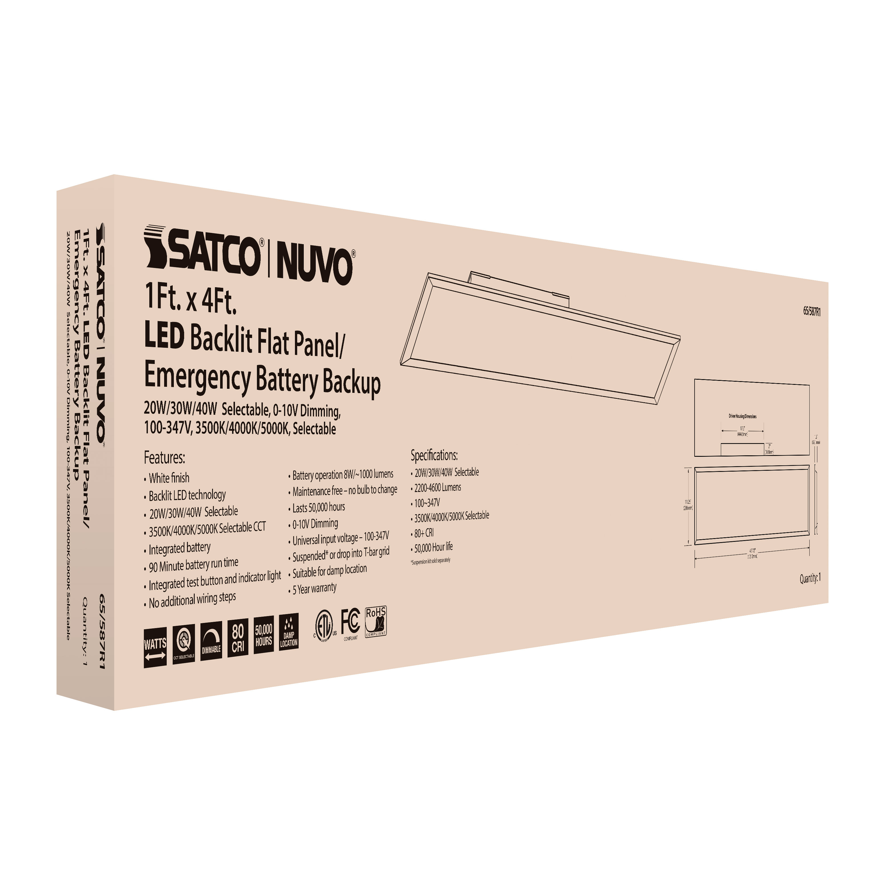 1X4 LED EM BACKLIT FLAT PANEL - 65-587R1