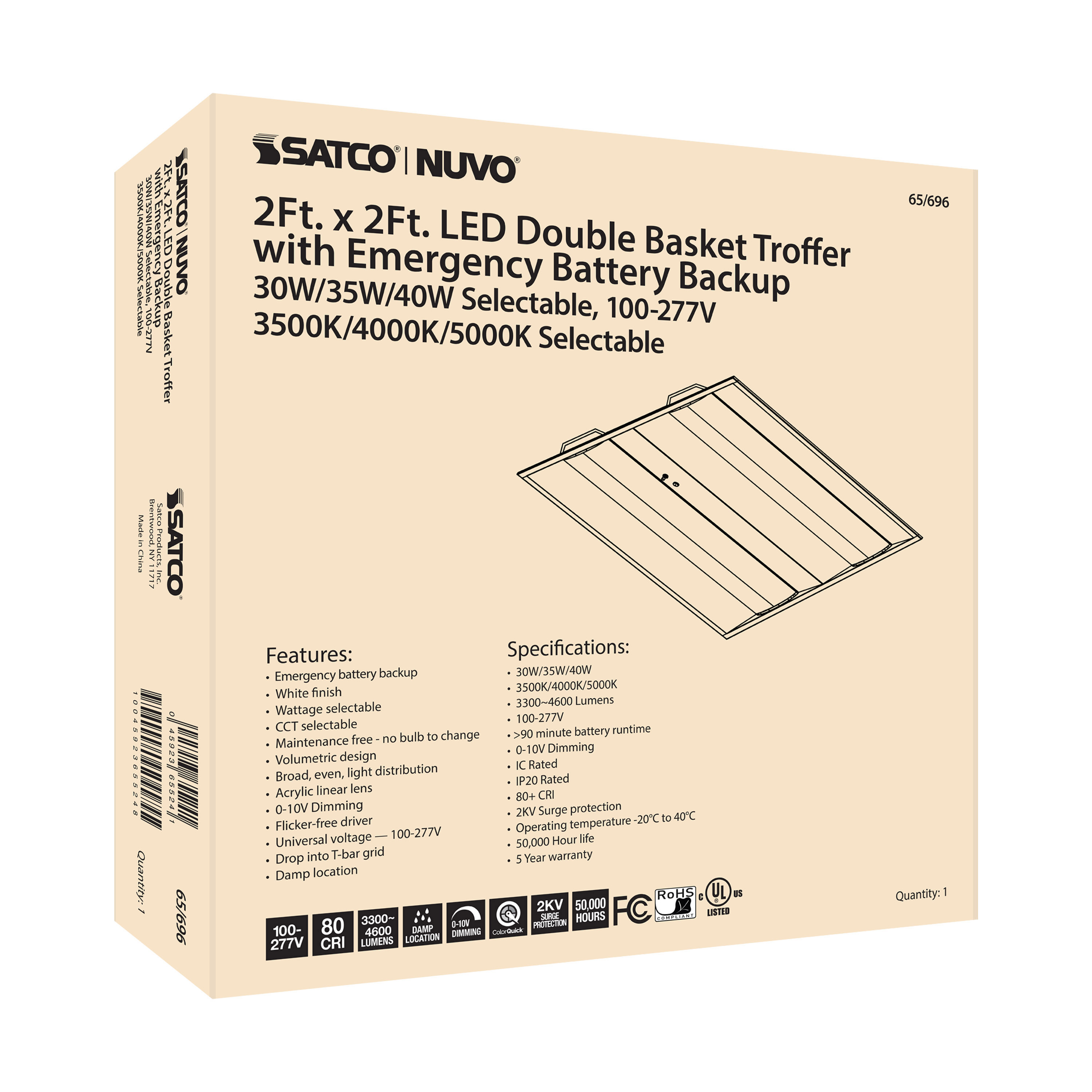 2X2 EM DOUBLE BASKET TROFFER - 65-696