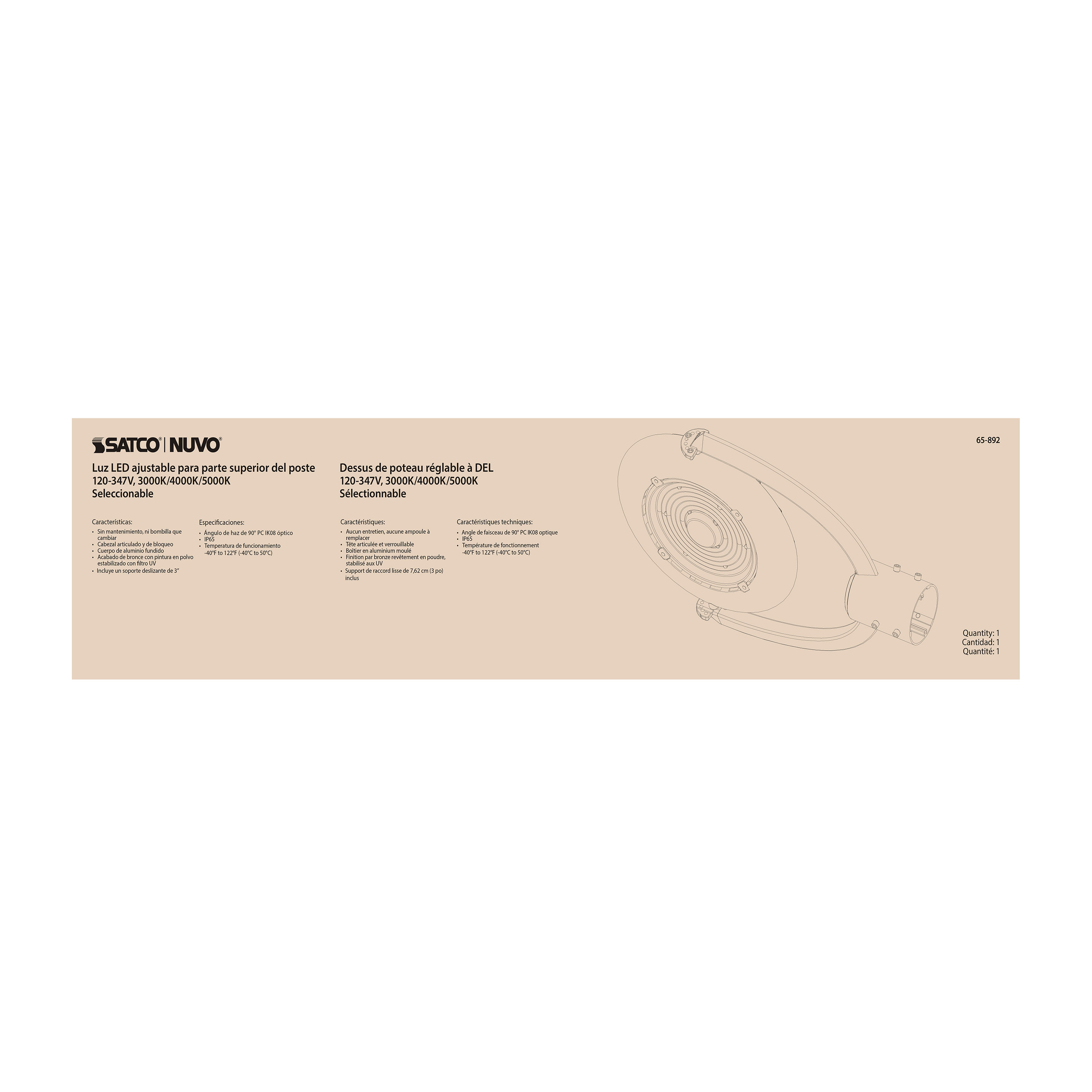 LED 75W POST TOP CCT SELECT - 65-892