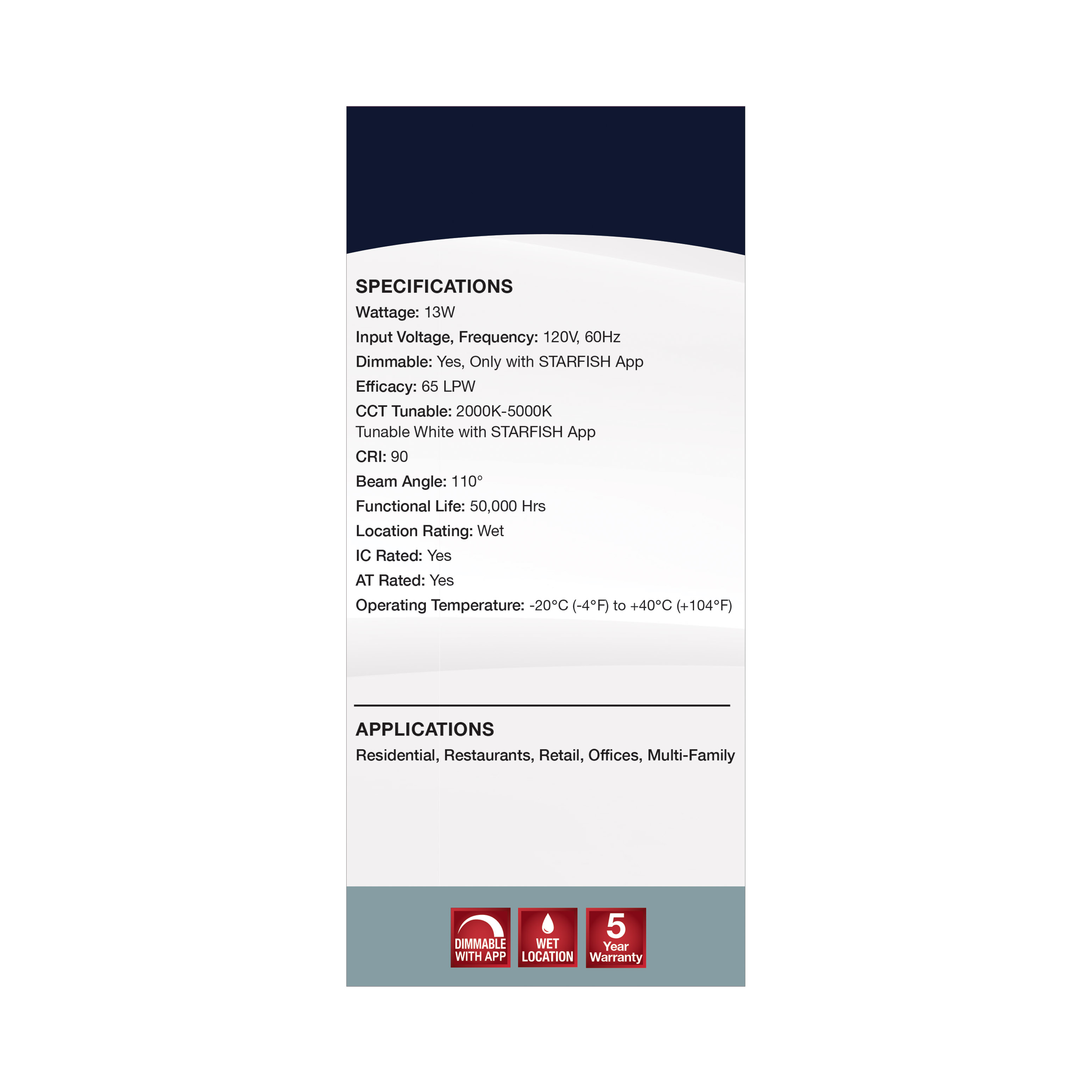 13WLED/RDL/5-6/RGBTW/SQ/WH - S11571